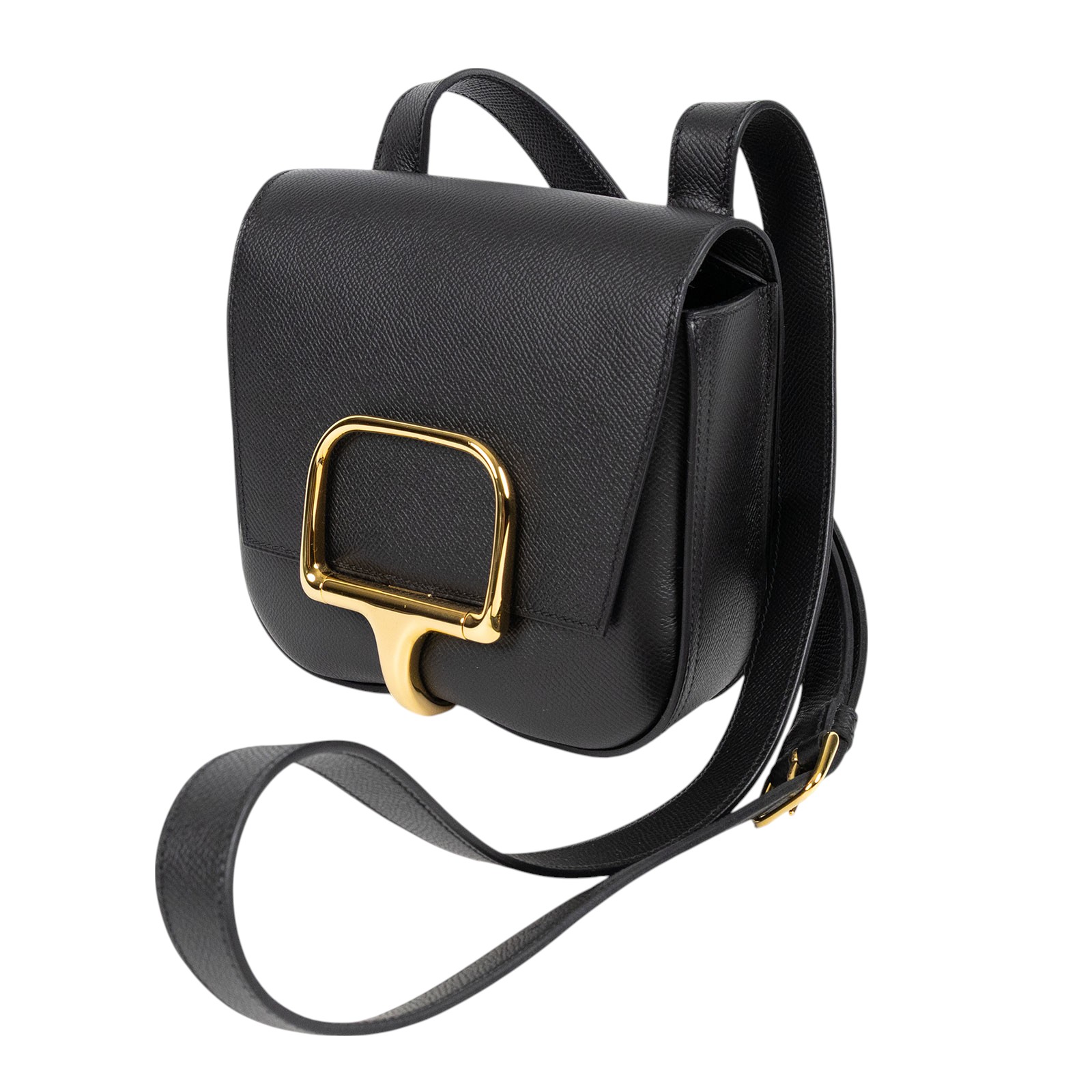 愛馬仕 Hermès Della Cavalleria 迷你 肩背包 DCMINI U刻 黑　DELLA　Cavalleria Epsom 防塵袋