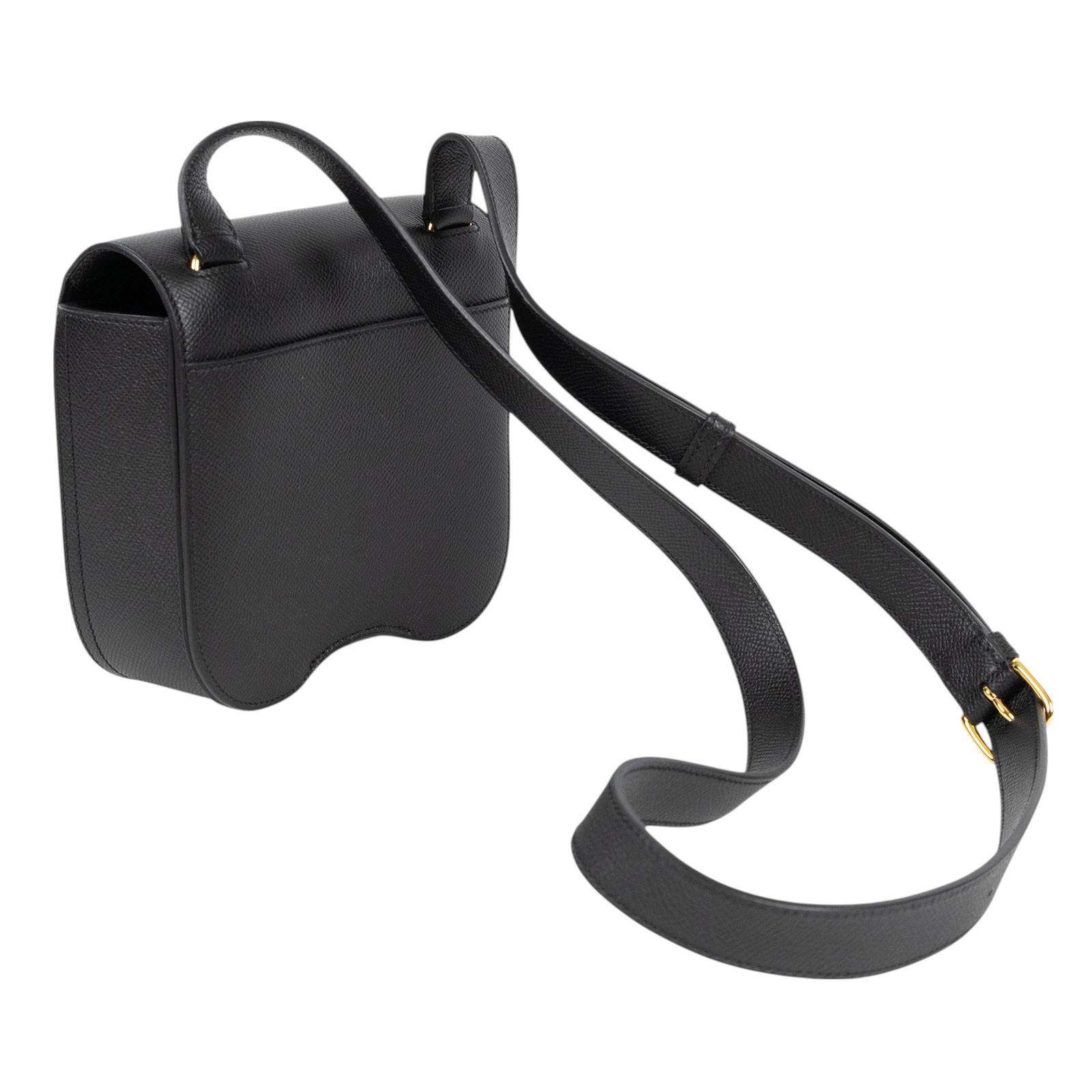 愛馬仕 Hermès Della Cavalleria 迷你 肩背包 DCMINI U刻 黑　DELLA　Cavalleria Epsom 防塵袋