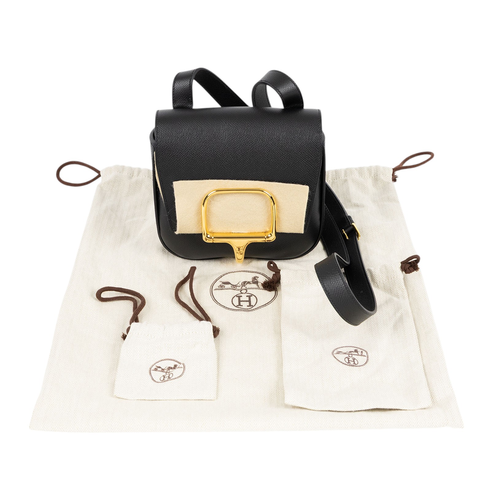 愛馬仕 Hermès Della Cavalleria 迷你 肩背包 DCMINI U刻 黑　DELLA　Cavalleria Epsom 防塵袋