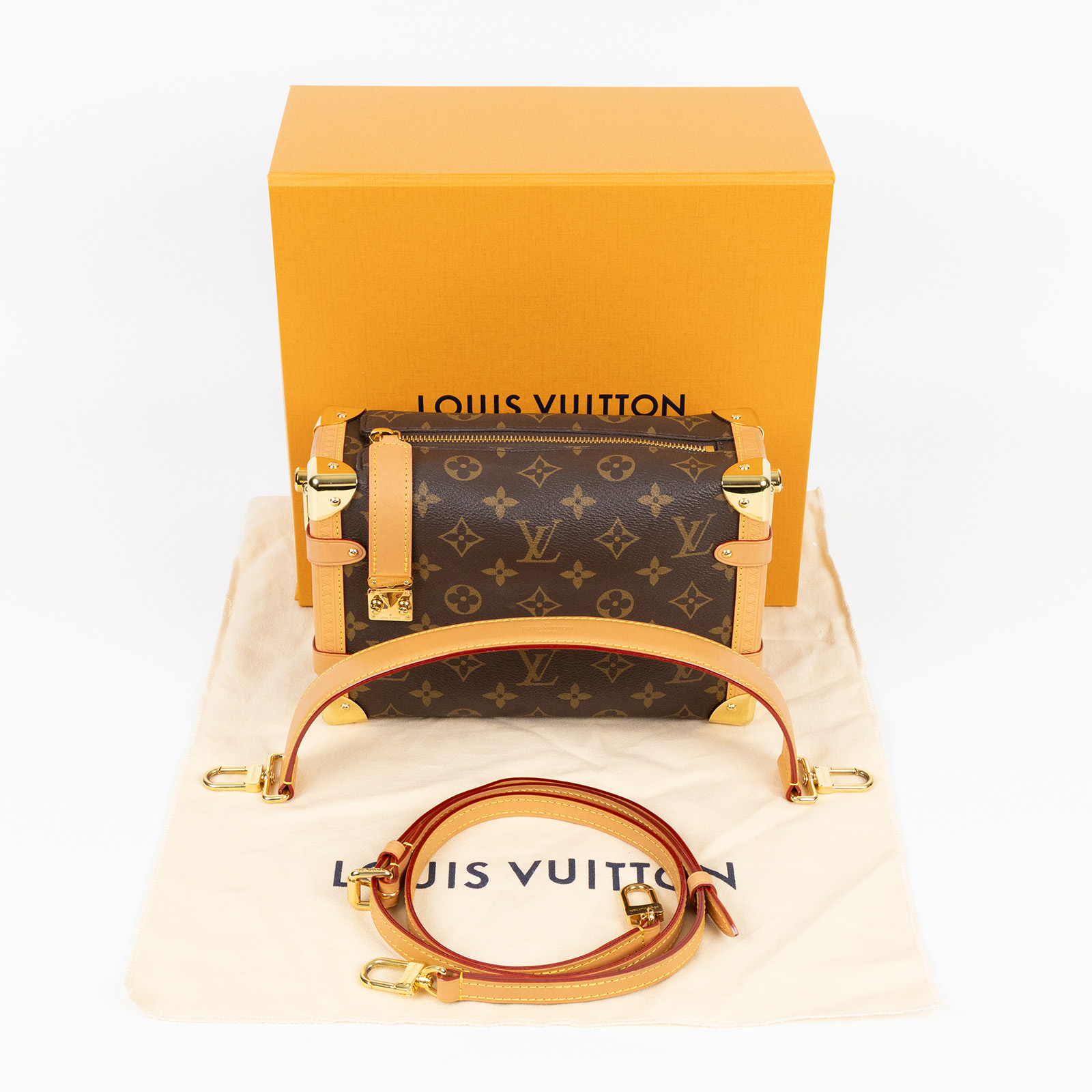 路易威登 LOUIS VUITTON Side Trunk MM 老花 手提 肩背 箱包 M46358 晶片款  原廠盒子/防塵袋/背帶