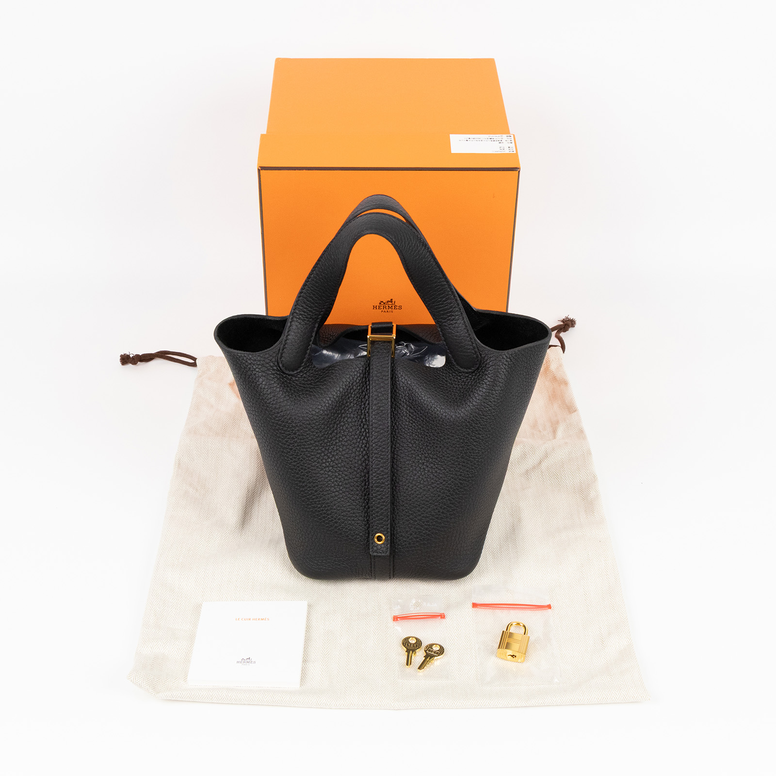 愛馬仕 Hermès Picotin Lock 18 菜籃子包 PT18 U刻 黑金PICOTIN 18 原廠盒子/防塵袋/鎖組