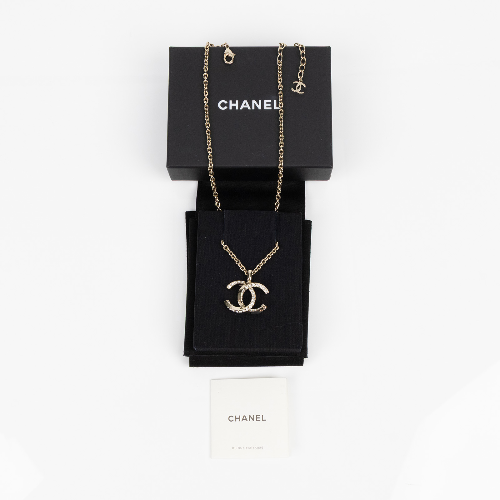 香奈兒 CHANEL 項鍊 B23B 雙C水鑽項鍊 原廠盒子/防塵袋