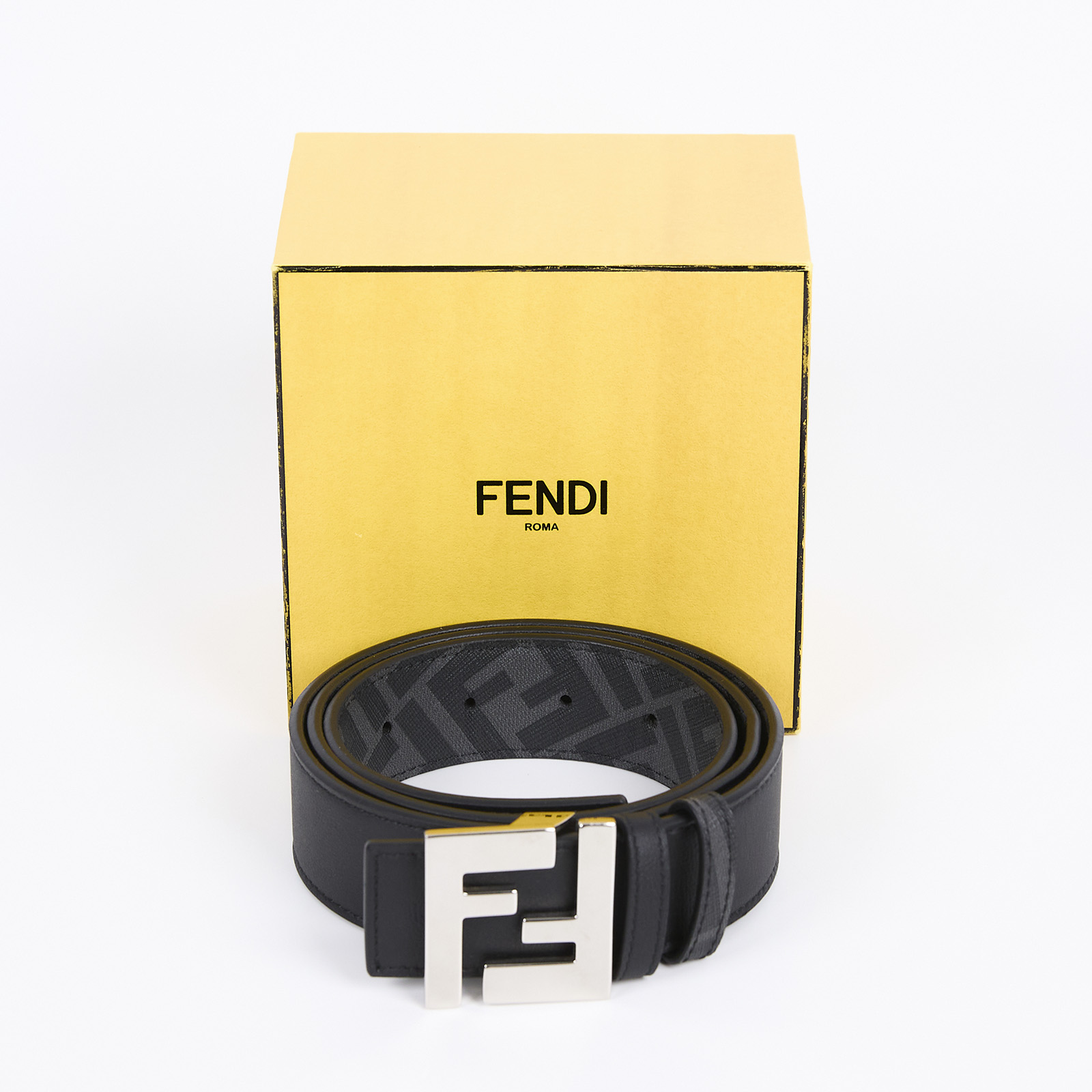 芬迪 FENDI FF方形腰帶 雙面皮帶 7C0424AGR9_90 FF雙面皮帶 90CM 原廠盒子