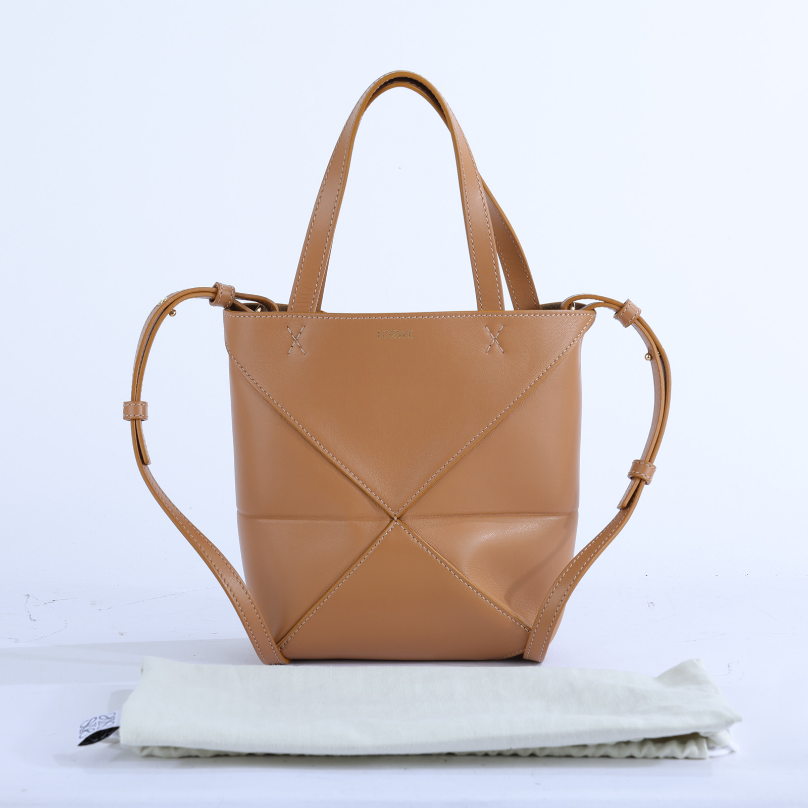 羅意威 LOEWE Mini Puzzle Fold Tote 肩背 手提包 迷你 A657V25X01 焦糖PUZZLE FOLD MINI 防塵袋