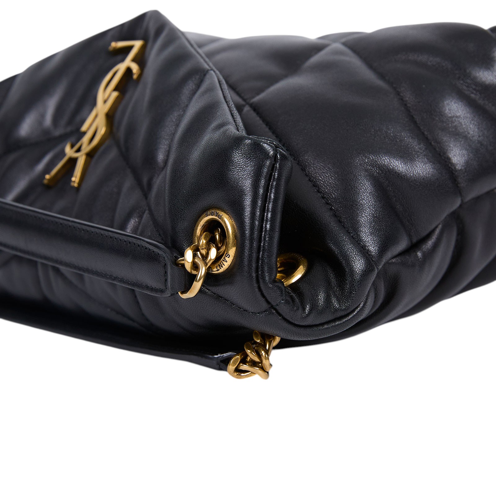 聖羅蘭 YSL SAINT LAURENT Puffer 絎縫納帕皮包 小型 5774761EL07 黑金PUFFER SMALL 防塵袋