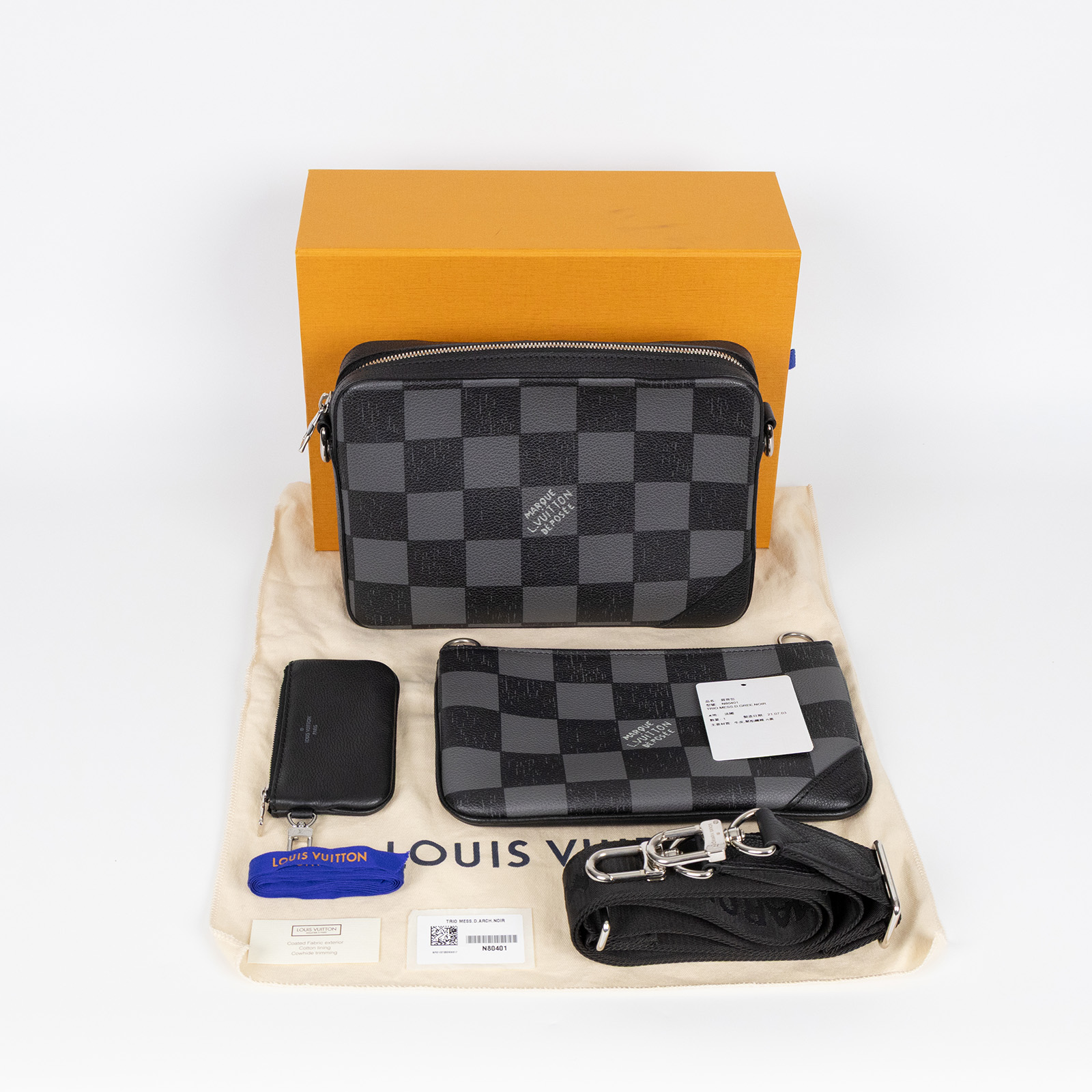 路易威登 LOUIS VUITTON Trio 肩背 郵差包 N80401 晶片款 大黑棋盤TRIO 原廠盒子/防塵袋