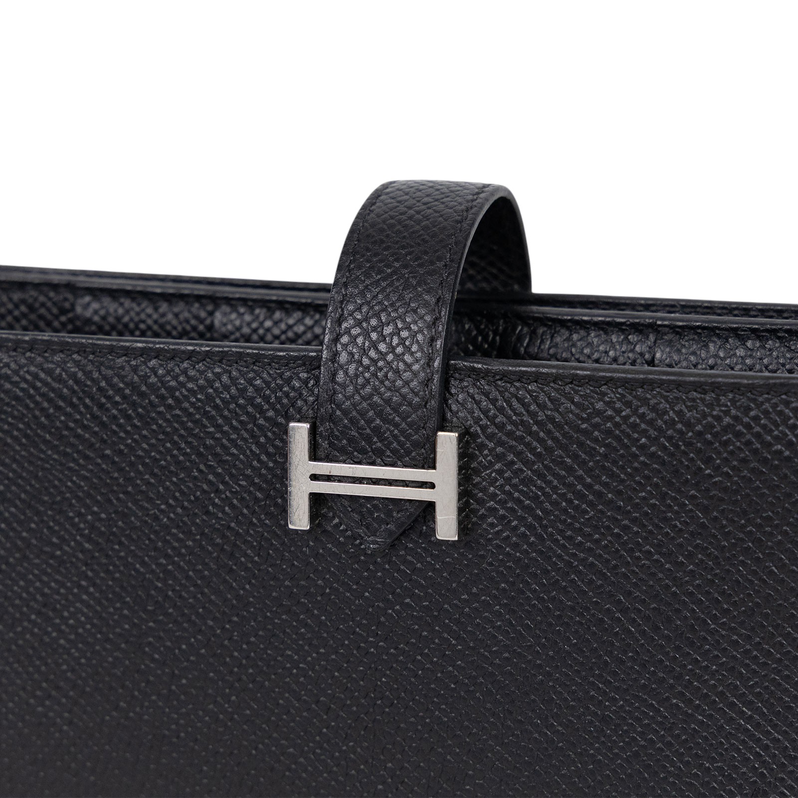 愛馬仕 Hermès Bearn 長夾 BEARNL D刻 黑銀BEARN長夾 原廠盒子