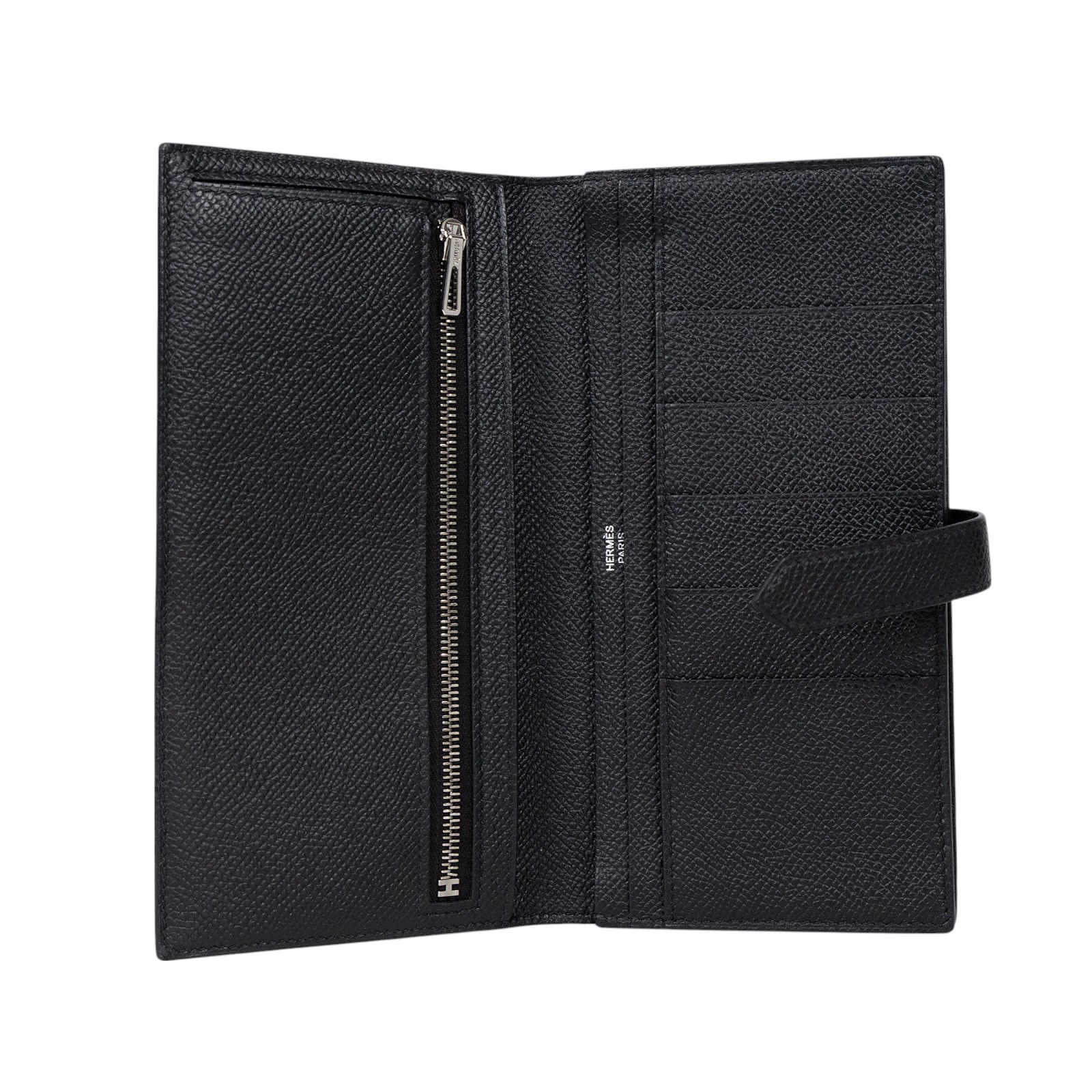 愛馬仕 Hermès Bearn 長夾 BEARNL D刻 黑銀BEARN長夾 原廠盒子