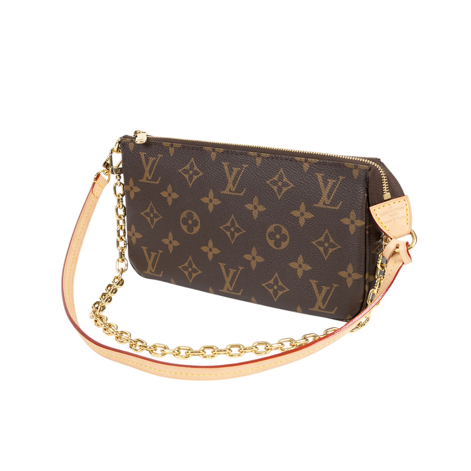 路易威登 LOUIS VUITTON Pochette Accessoires 麻將包 鍊條 皮背帶 腋下單肩包 M82766 晶片款  原廠盒子/防塵袋/背帶/購買證明影本