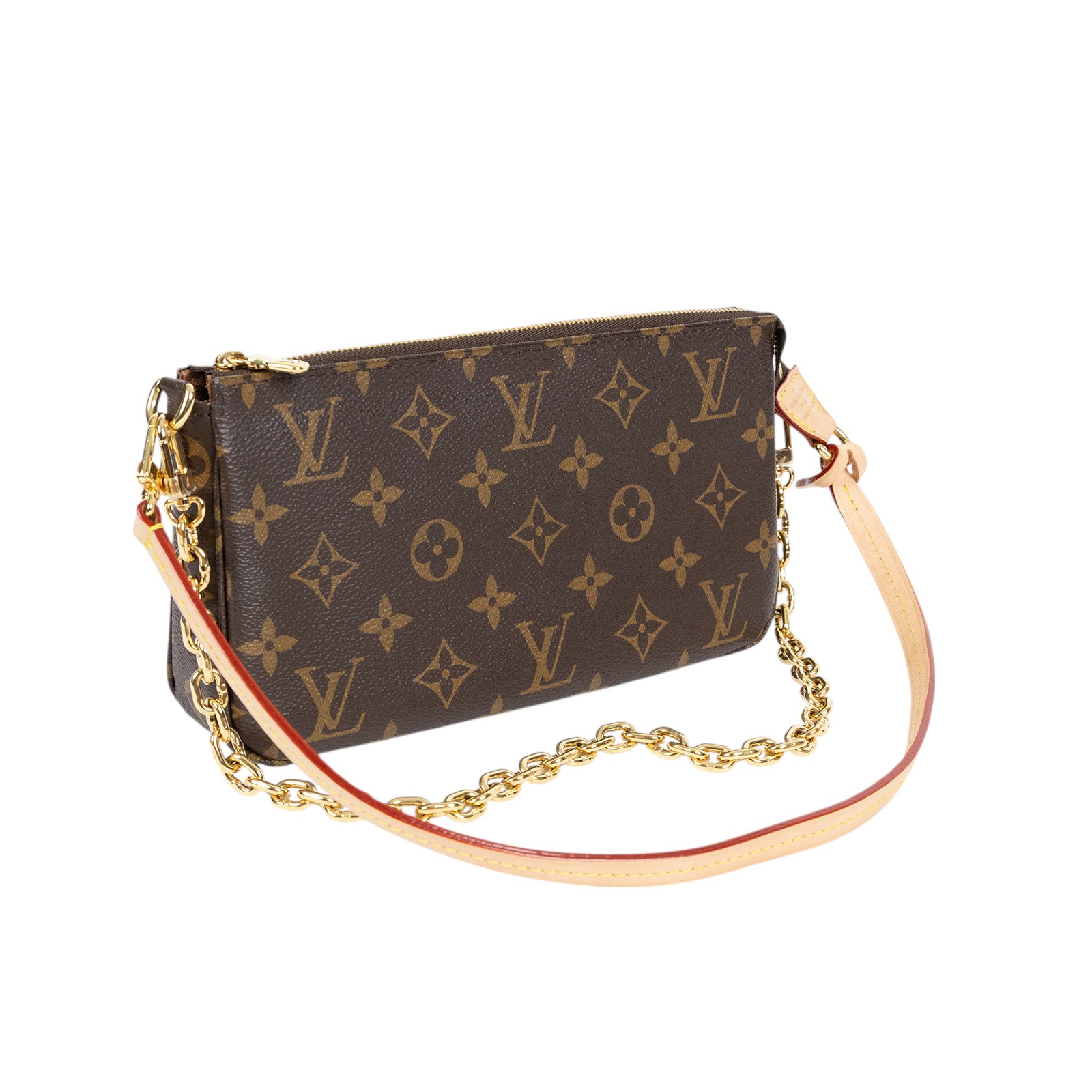 路易威登 LOUIS VUITTON Pochette Accessoires 麻將包 鍊條 皮背帶 腋下單肩包 M82766 晶片款  原廠盒子/防塵袋/背帶/購買證明影本
