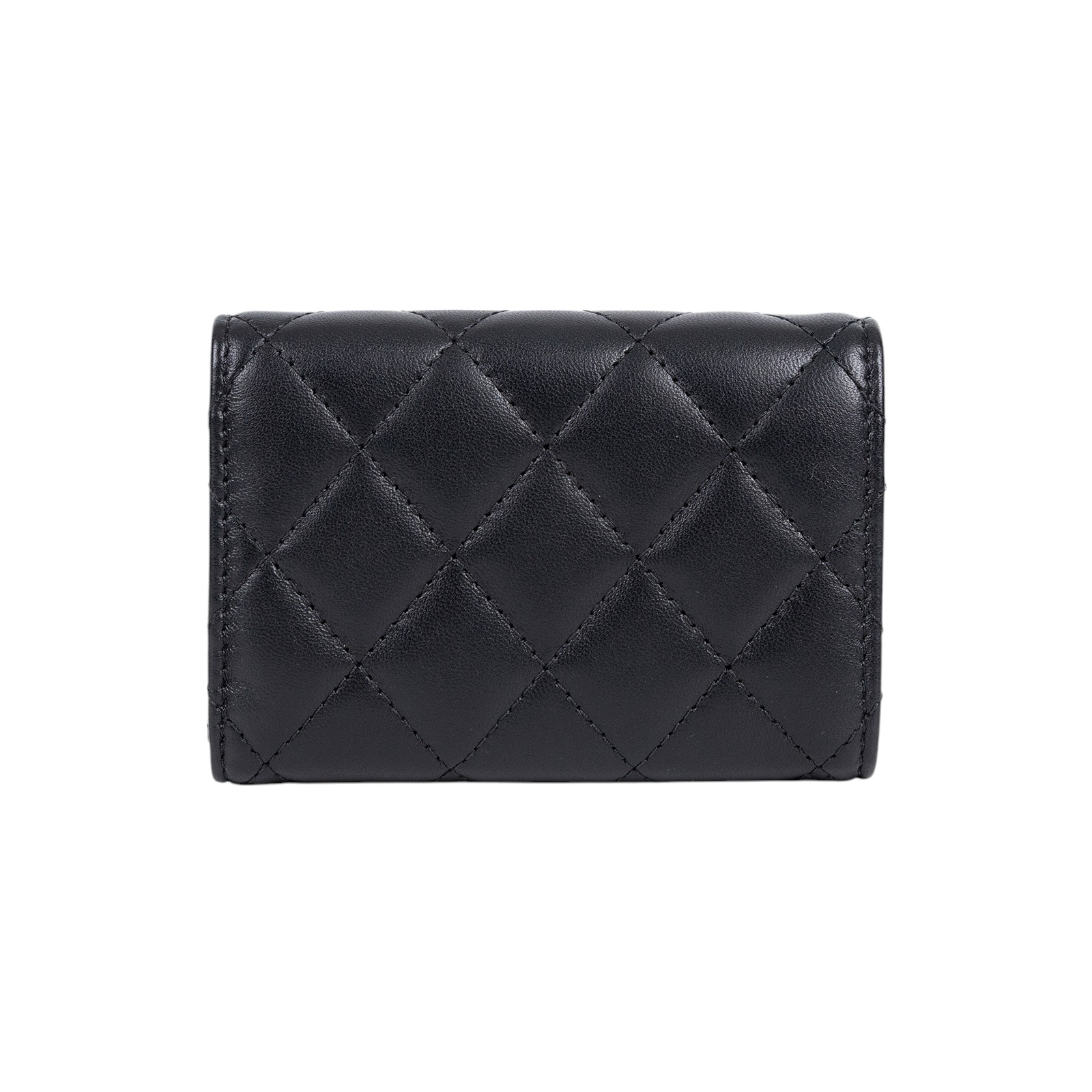 香奈兒 CHANEL 錢包 短夾 AP0230 黑銀羊COCO三折短夾 原廠盒子/防塵袋/購買證明影本