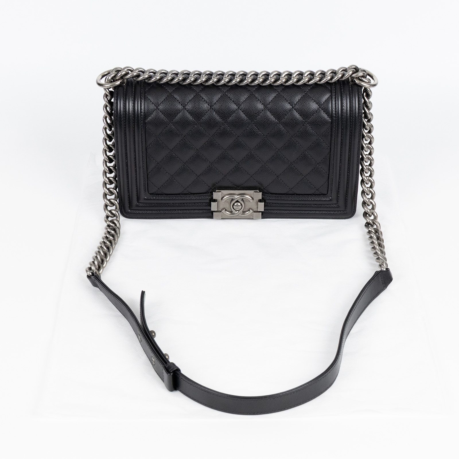 香奈兒 CHANEL Boy 25 口蓋包 A67086 28開黑銀荔枝BOY25 無附屬品