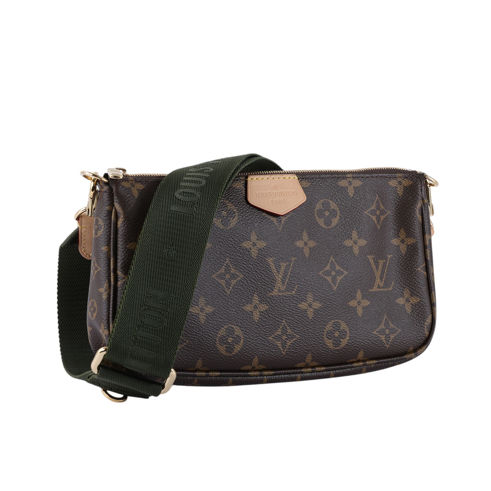 路易威登 LOUIS VUITTON Multi Pochette Accessoires 卡其 三合一 肩背 方包 M44813 晶片款  原廠盒子/防塵袋/內袋