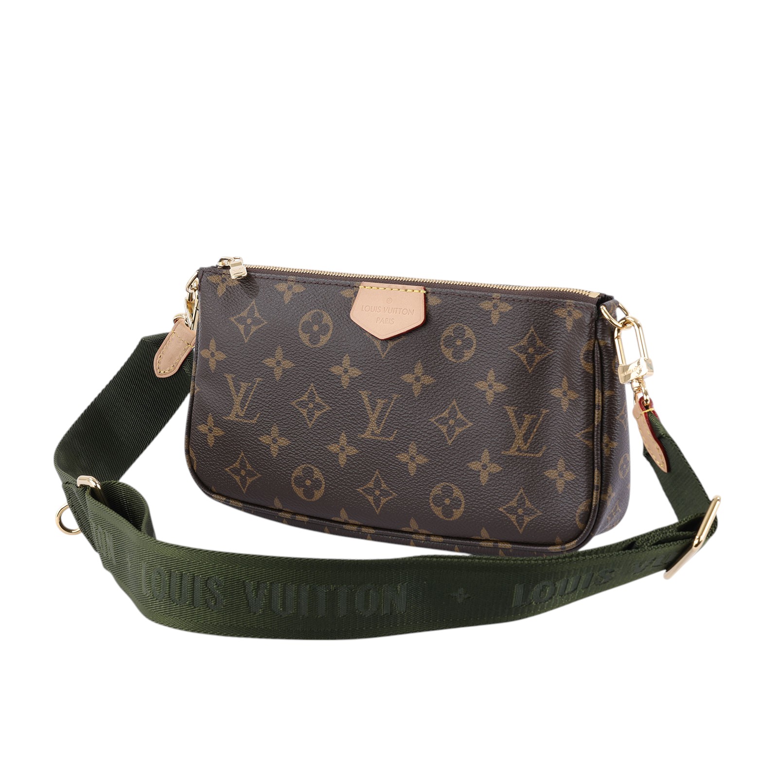 路易威登 LOUIS VUITTON Multi Pochette Accessoires 卡其 三合一 肩背 方包 M44813 晶片款  原廠盒子/防塵袋/內袋