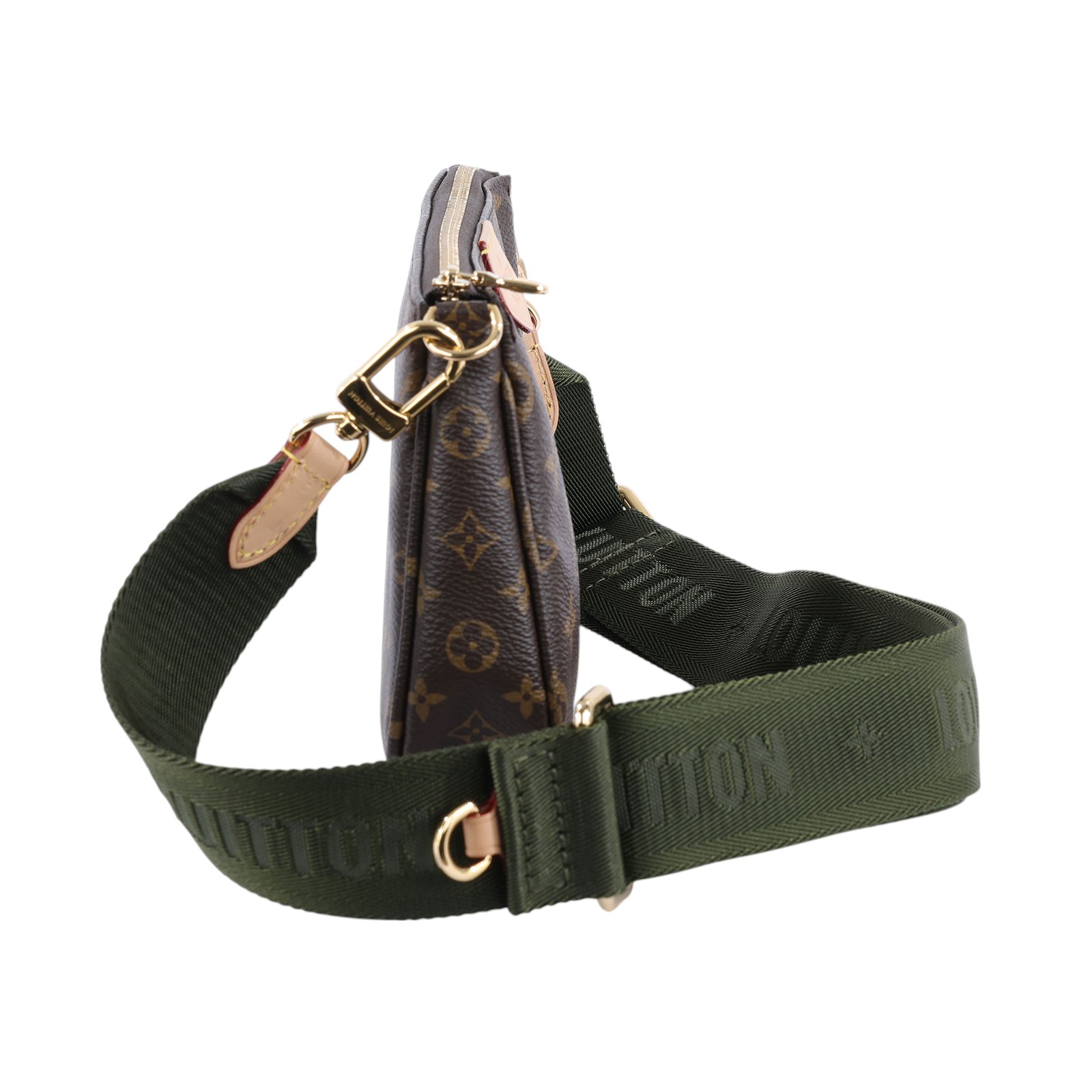 路易威登 LOUIS VUITTON Multi Pochette Accessoires 卡其 三合一 肩背 方包 M44813 晶片款  原廠盒子/防塵袋/內袋