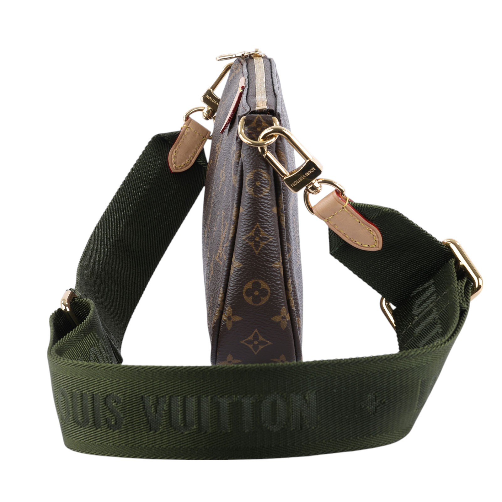 路易威登 LOUIS VUITTON Multi Pochette Accessoires 卡其 三合一 肩背 方包 M44813 晶片款  原廠盒子/防塵袋/內袋