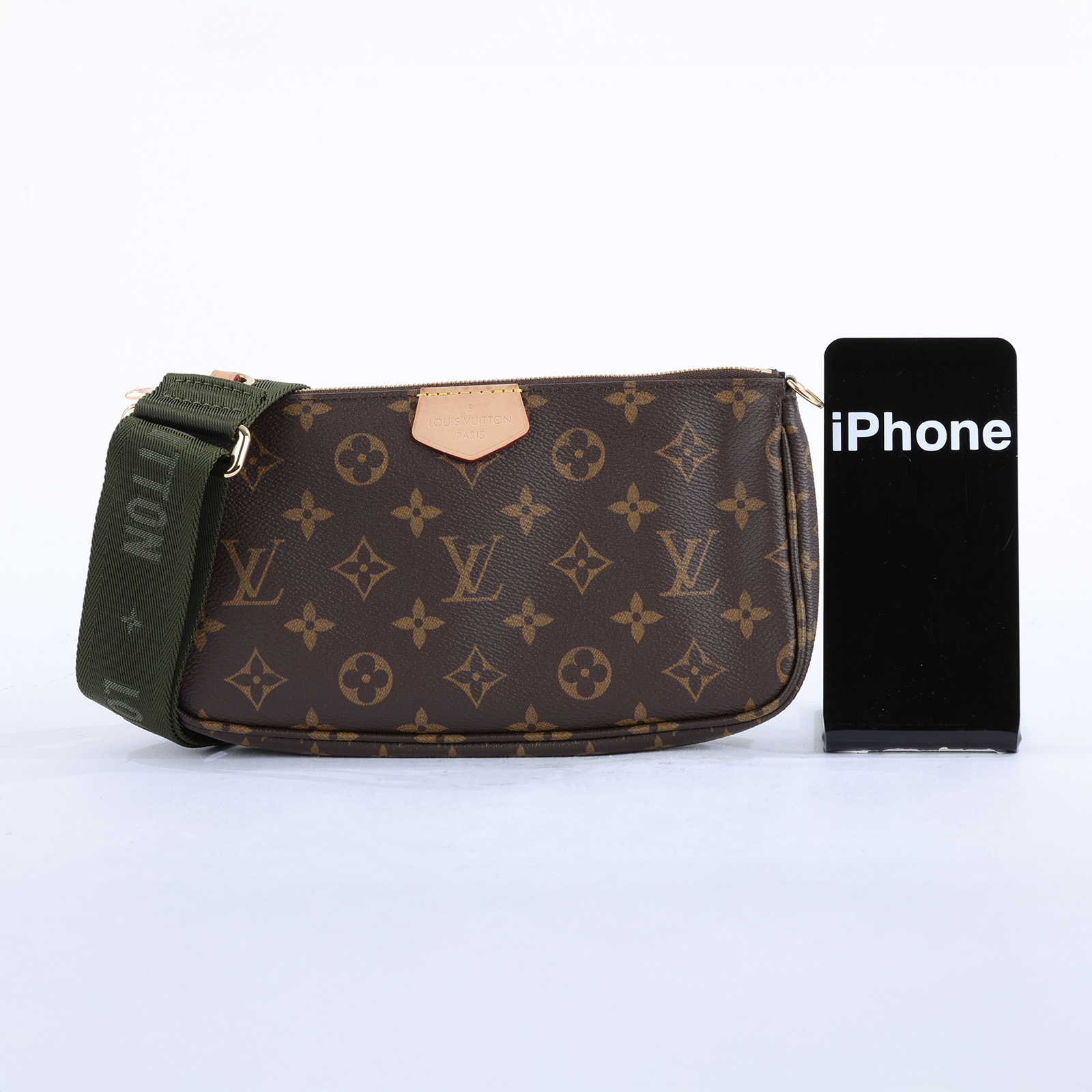 路易威登 LOUIS VUITTON Multi Pochette Accessoires 卡其 三合一 肩背 方包 M44813 晶片款  原廠盒子/防塵袋/內袋