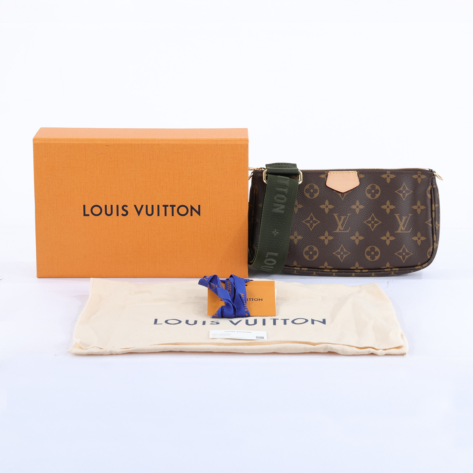 路易威登 LOUIS VUITTON Multi Pochette Accessoires 卡其 三合一 肩背 方包 M44813 晶片款  原廠盒子/防塵袋/內袋
