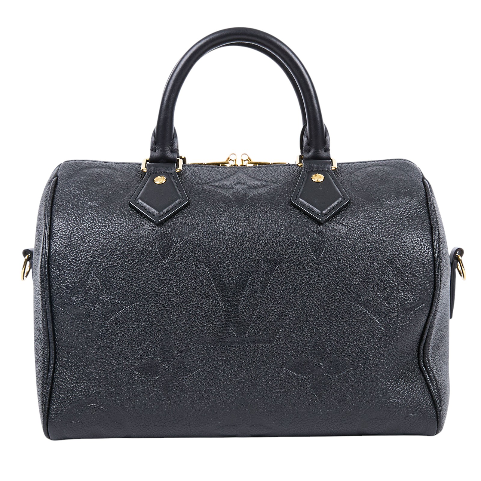 路易威登 LOUIS VUITTON Speedy Bandoulière  25 黑色 大LOGO 手提 斜背 波士頓包 M58951 晶片款  防塵袋/鎖組