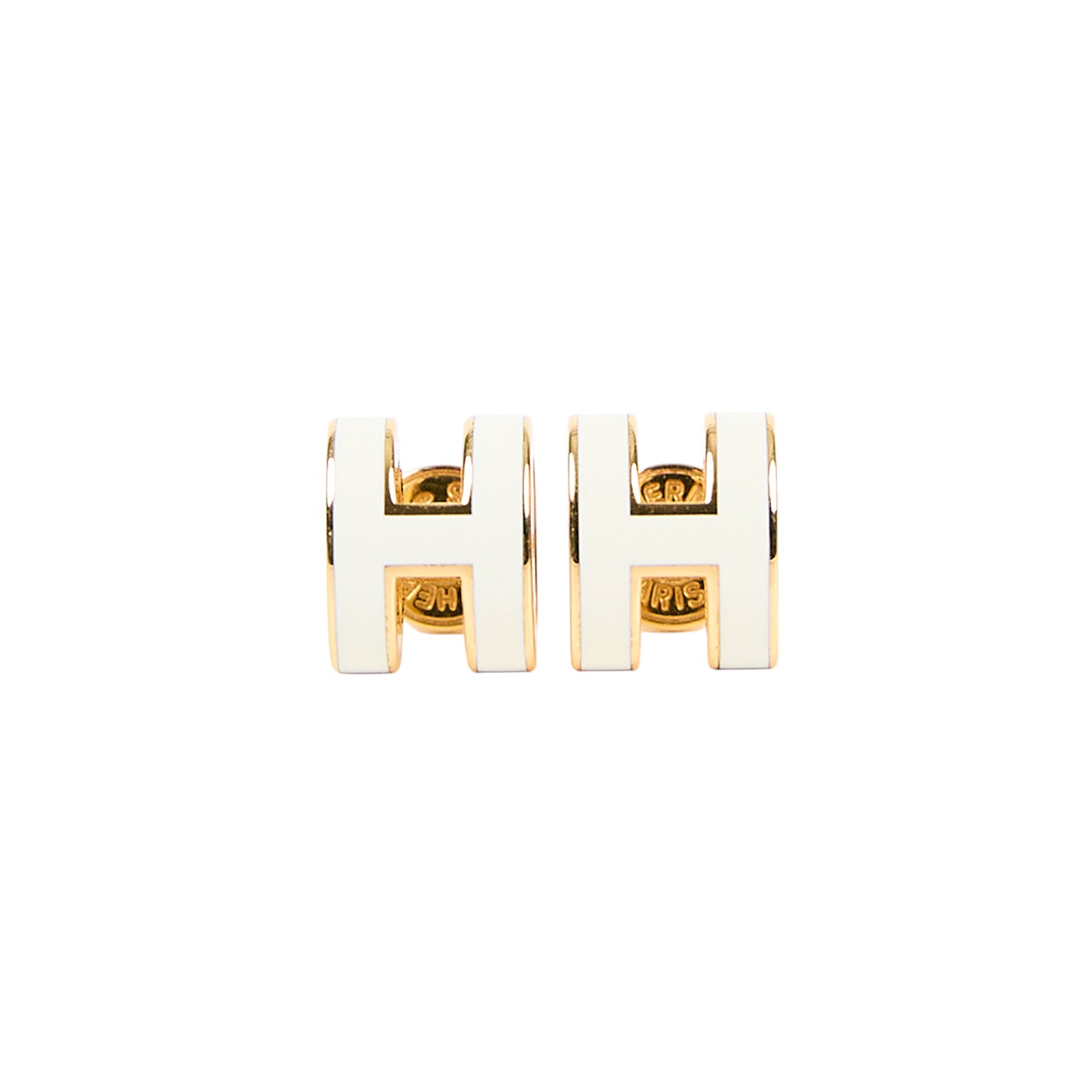 愛馬仕 Hermès Mini Pop H 耳釘 POPHEMINI ST1212 白/金POP耳環 MINI 防塵袋/原廠盒子