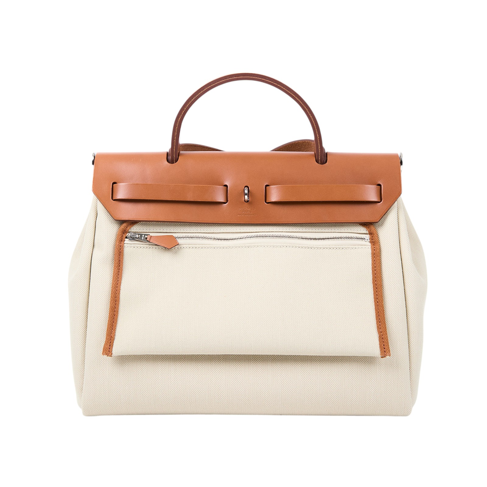 愛馬仕 Hermès Herbag Zip 31 HER31 Y刻 金棕拼米白帆布HERBAG31 原廠盒子/防塵袋/鎖組/購買證明