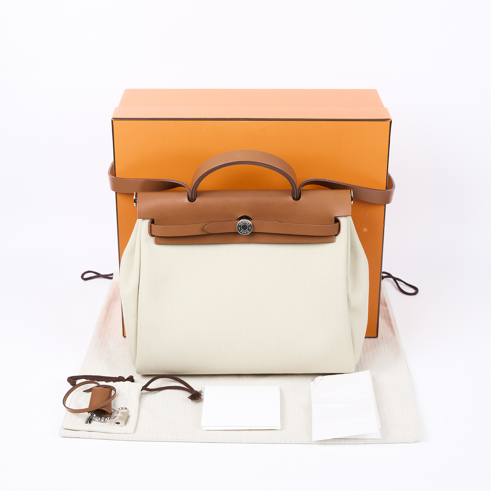 愛馬仕 Hermès Herbag Zip 31 HER31 Y刻 金棕拼米白帆布HERBAG31 原廠盒子/防塵袋/鎖組/購買證明