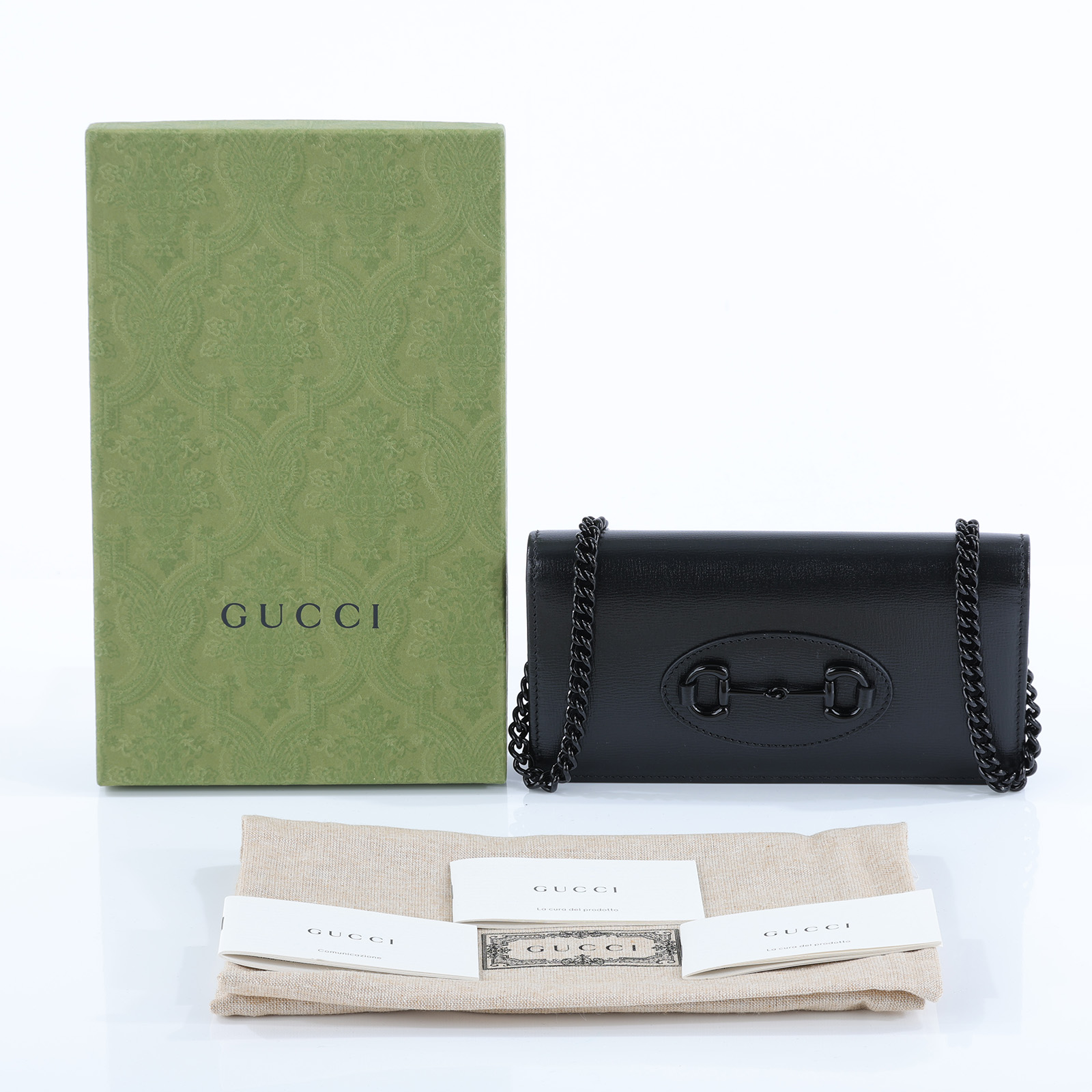 古馳 GUCCI Horsebit 1955 WOC 馬銜釦 金鍊 肩背 斜背 手拿包 621892 黑1955 WOC 原廠盒子/防塵袋