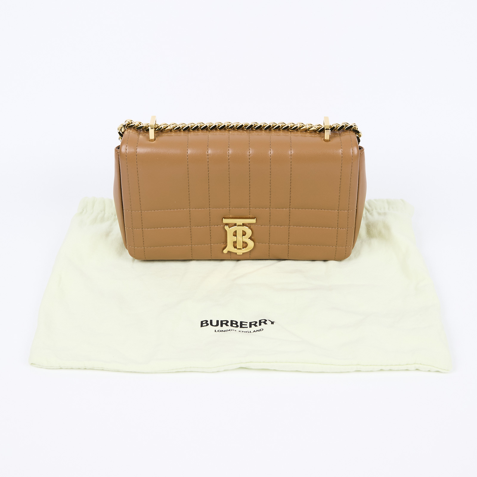 博柏利 BURBERRY Lola 翻蓋鍊帶包 小型 8059514 焦糖TB包 防塵袋