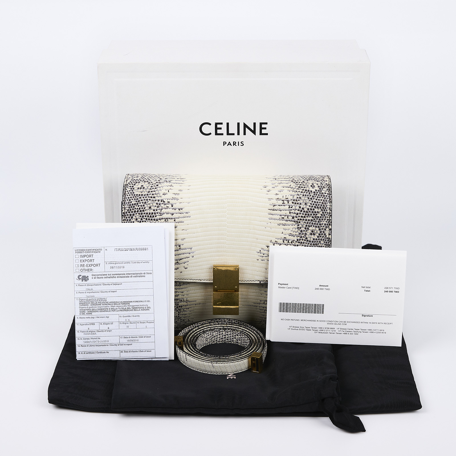 思琳 CELINE 蜥蝪皮 Classic 肩背 手袋 中型 189174TLC  原廠盒子/防塵袋/購買證明/瀕臨絕種野生動植物國際貿易公約
