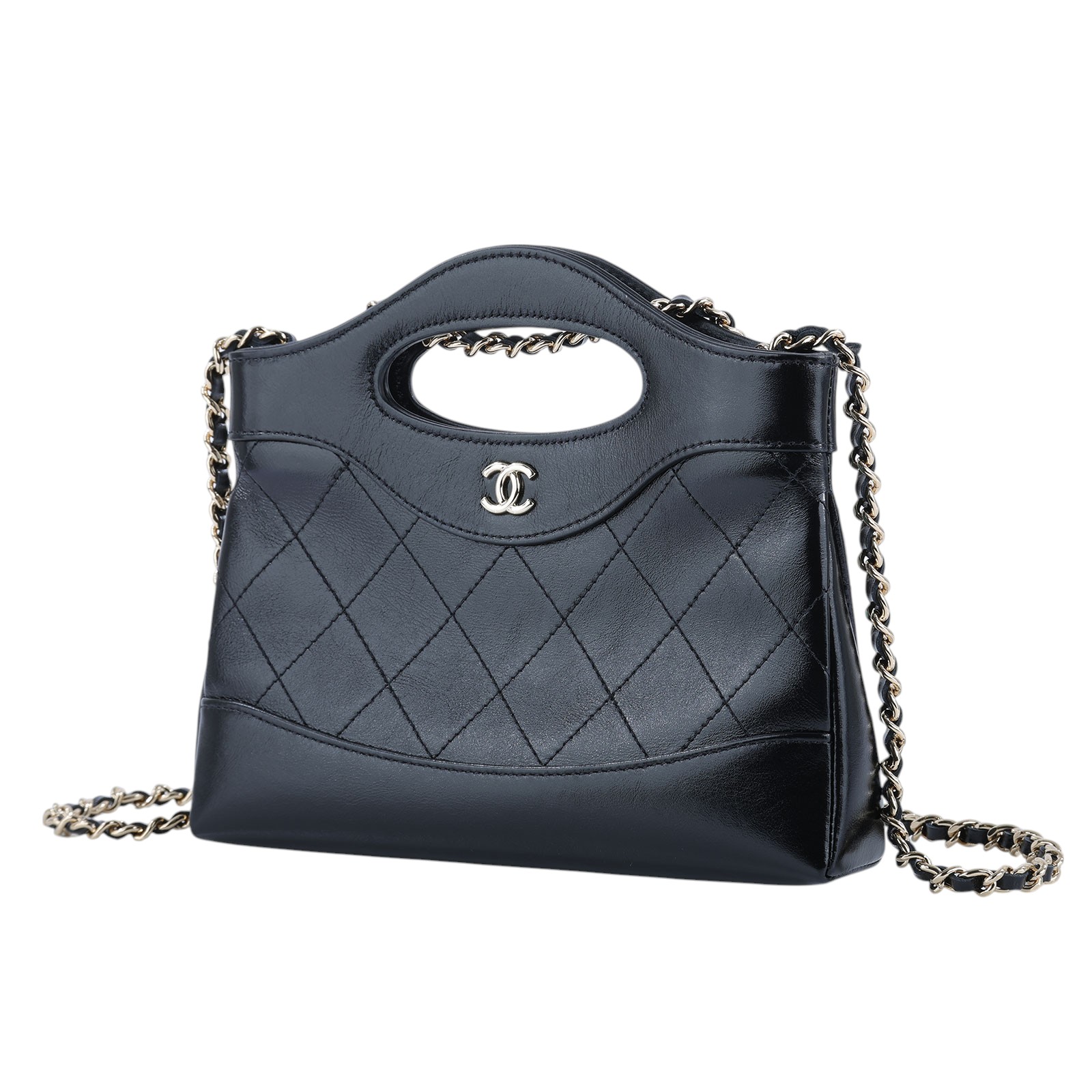香奈兒 CHANEL CC Logo 31包 菱格紋 鍊帶 肩背 手提包 AS4133 晶片款 黑31包 MINI 原廠盒子/防塵袋