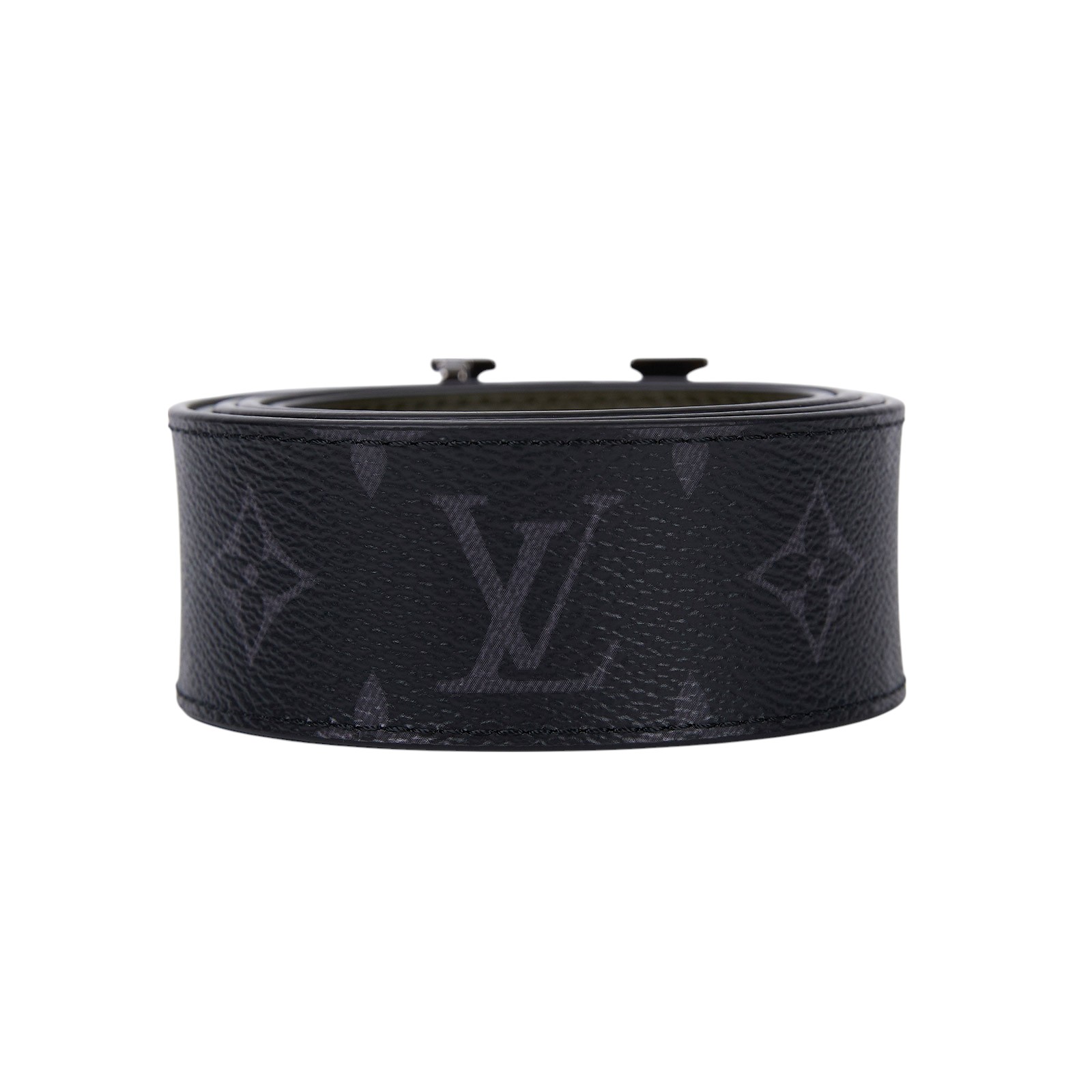 路易威登 LOUIS VUITTON LV Initiales 40毫米 雙面皮帶 M0252Q 黑原花拚綠皮帶 #110 原廠盒子/防塵袋