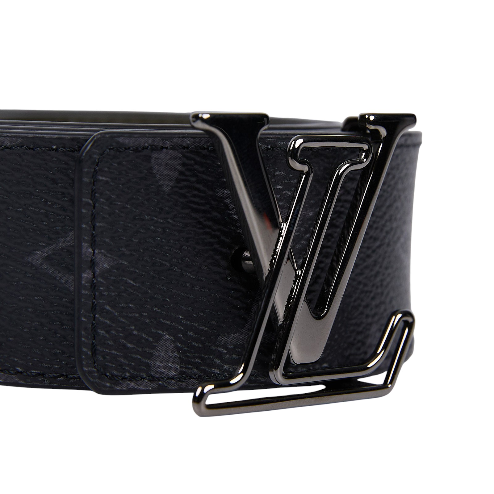 路易威登 LOUIS VUITTON LV Initiales 40毫米 雙面皮帶 M0252Q 黑原花拚綠皮帶 #110 原廠盒子/防塵袋