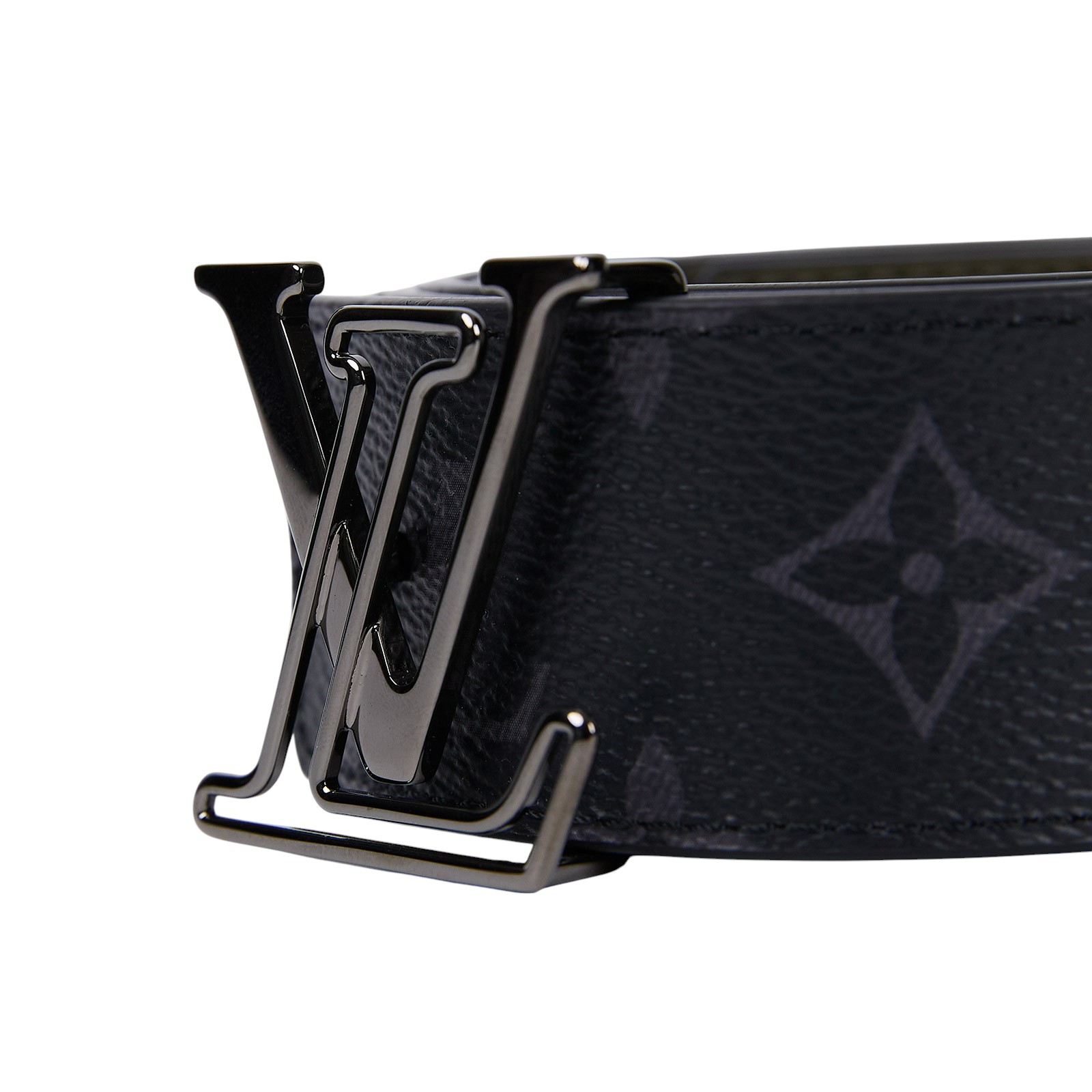 路易威登 LOUIS VUITTON LV Initiales 40毫米 雙面皮帶 M0252Q 黑原花拚綠皮帶 #110 原廠盒子/防塵袋