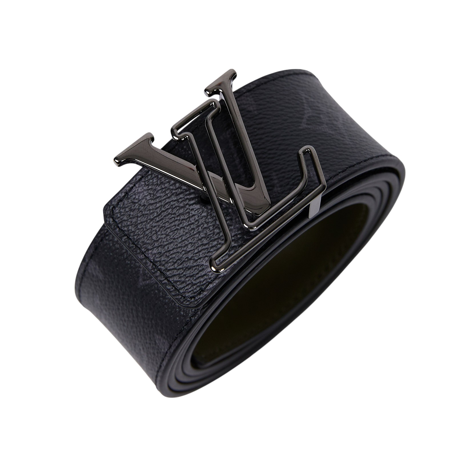 路易威登 LOUIS VUITTON LV Initiales 40毫米 雙面皮帶 M0252Q 黑原花拚綠皮帶 #110 原廠盒子/防塵袋
