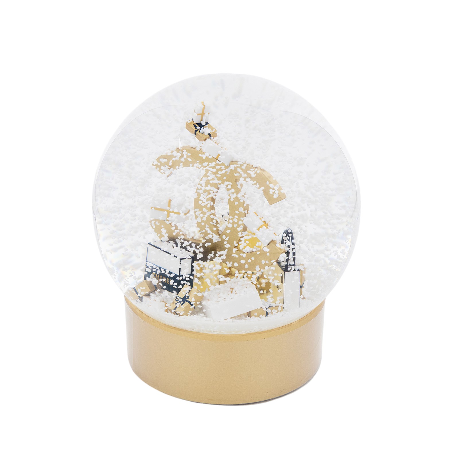 香奈兒 CHANEL N°5 香水瓶雪花球 2023年 聖誕節  白購物袋水晶球 原廠盒子
