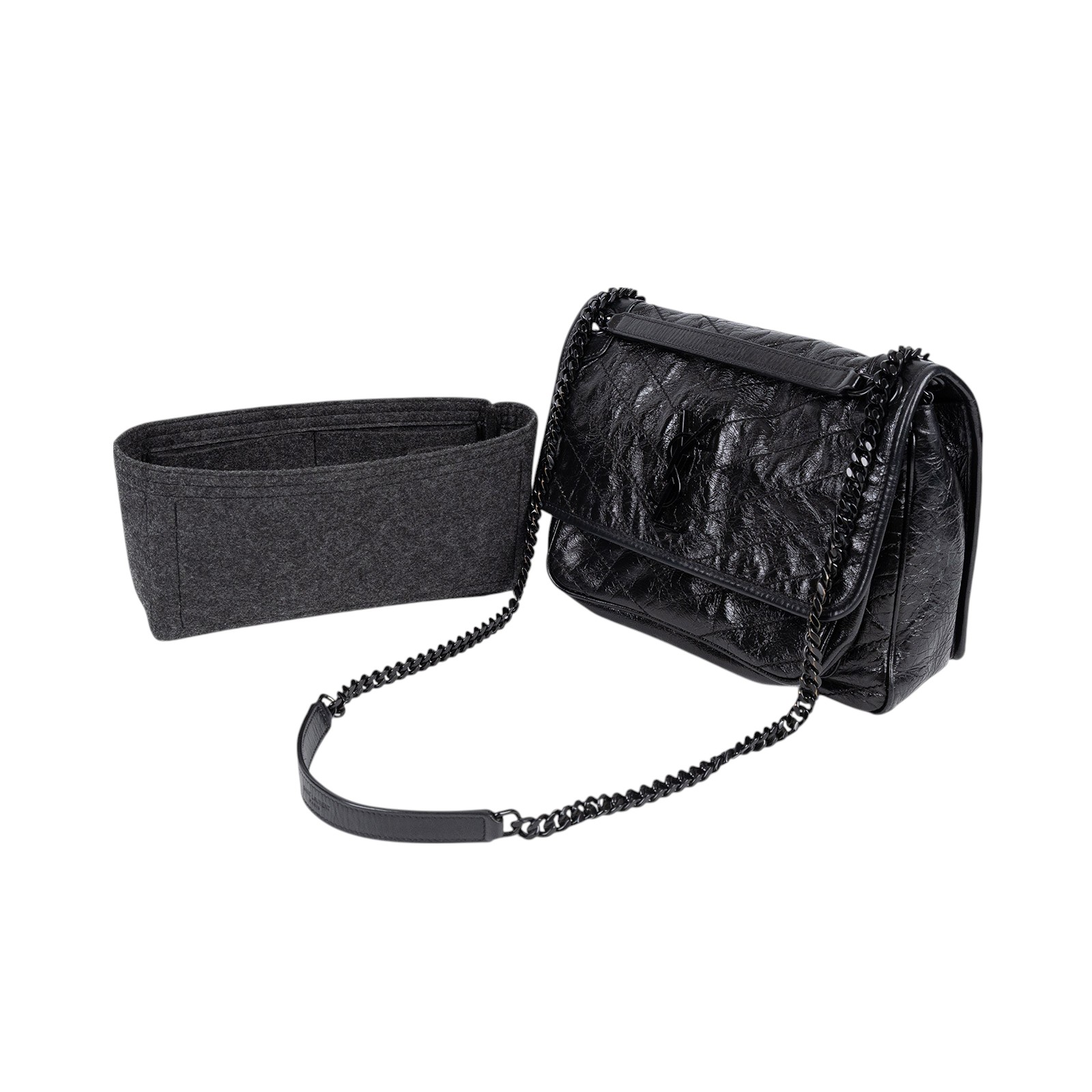 聖羅蘭 YSL SAINT LAURENT Niki 復古皮革 中型手袋 6331840EN08 黑SO BLACK NIKI中號 防塵袋
