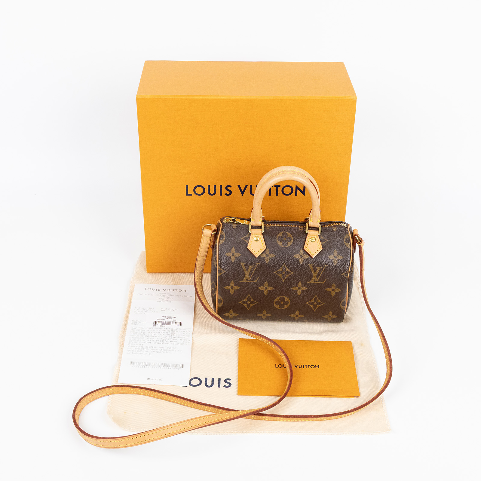 路易威登 LOUIS VUITTON Nano Speedy 經典帆布 手提 斜背 波士頓包 M61252  原廠盒子/防塵袋/購買證明