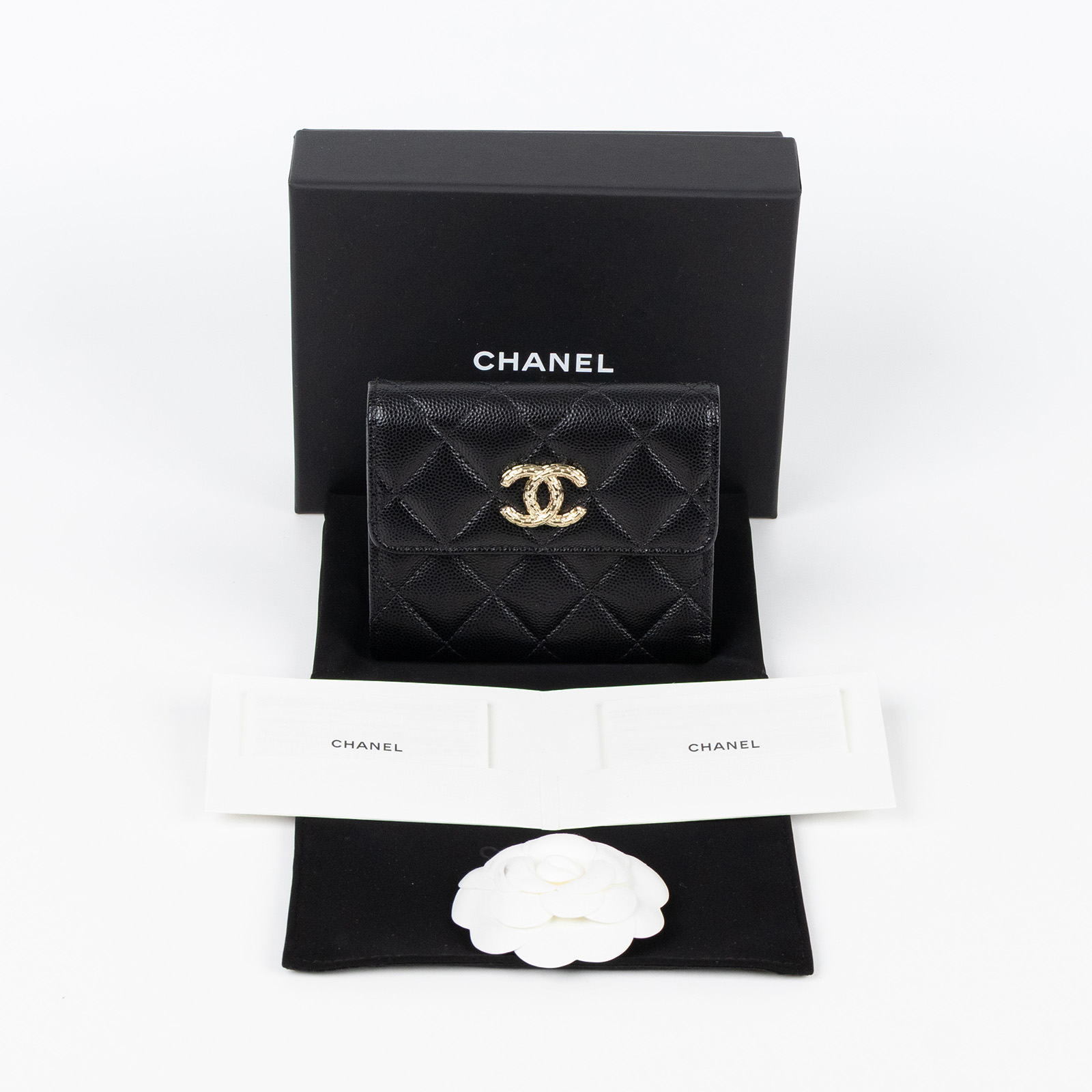 香奈兒 CHANEL 錢包 三摺 短夾 AP4251 黑荔枝三折短夾 原廠盒子/防塵袋