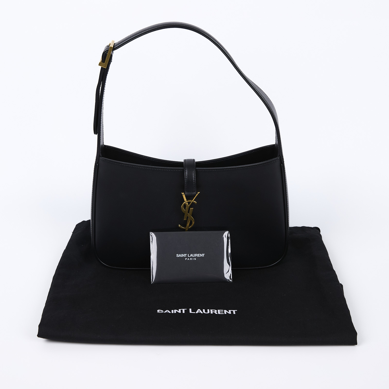 聖羅蘭 YSL SAINT LAURENT LE 5 À 7 滑面皮革 HOBO 手袋 手提包 6572282R20W 黑金 Le 5 A 7HOBO 防塵袋