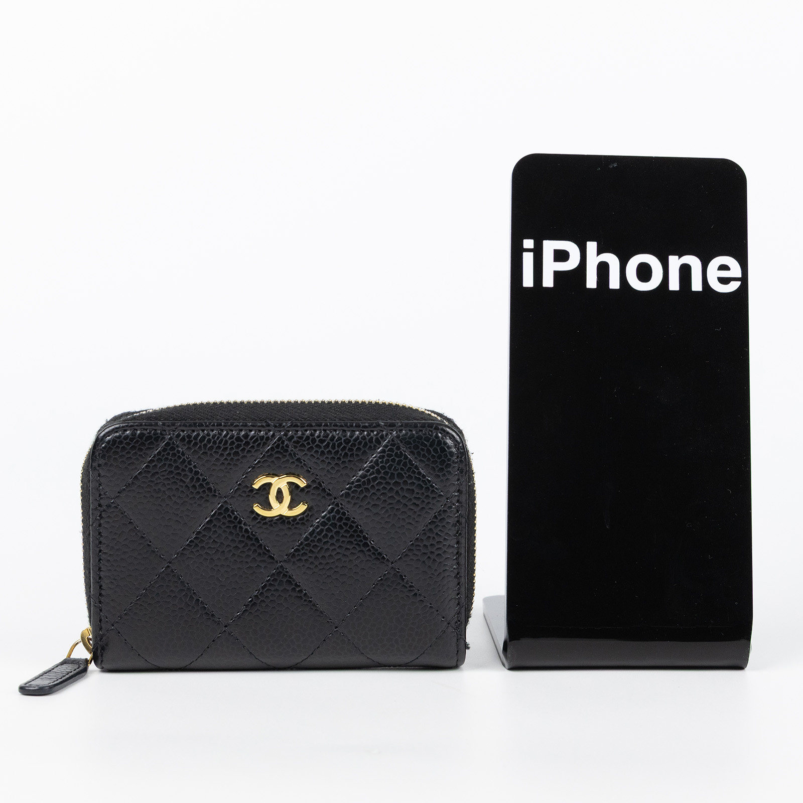 香奈兒 CHANEL 經典 拉鏈 零錢包 錢包 卡夾 AP0216 黑金荔枝拉鍊卡包 原廠盒子/防塵袋