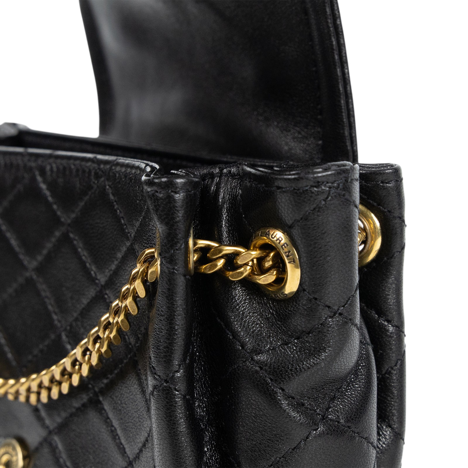 聖羅蘭 YSL SAINT LAURENT Nolia 小羊皮 迷你 手袋 肩背包 6727381EL07 黑金MINI NOLITA肩背包 原廠盒子/防塵袋