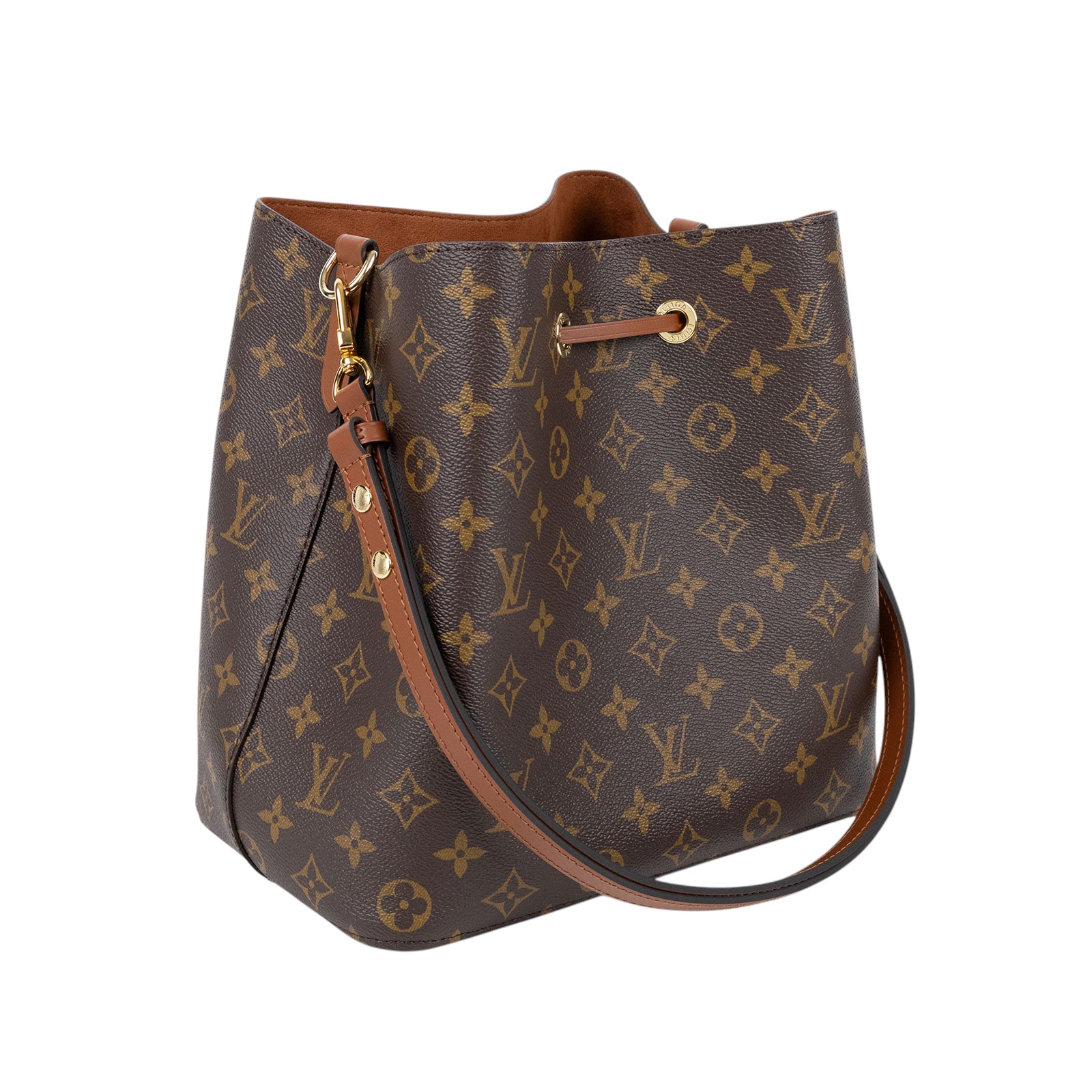 路易威登 LOUIS VUITTON NéoNoé MM 經典帆布 肩背 水桶包 棕色 M44887 晶片款 棕色原花NEONOE 防塵袋/購買證明影本