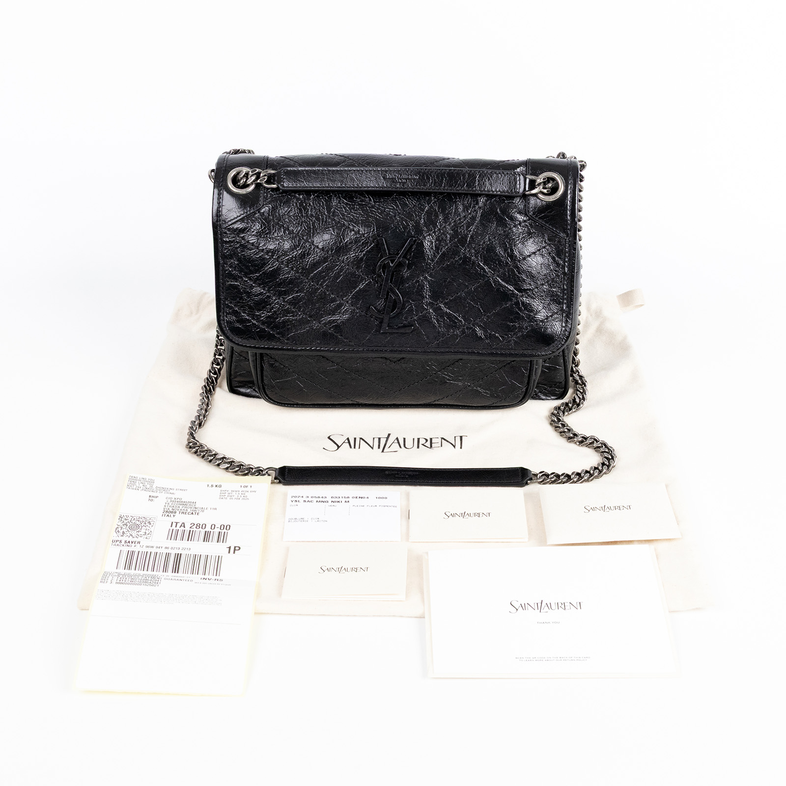 聖羅蘭 YSL SAINT LAURENT Niki 復古皮革 中型手袋 6331580EN04 黑NIKI中號 防塵袋