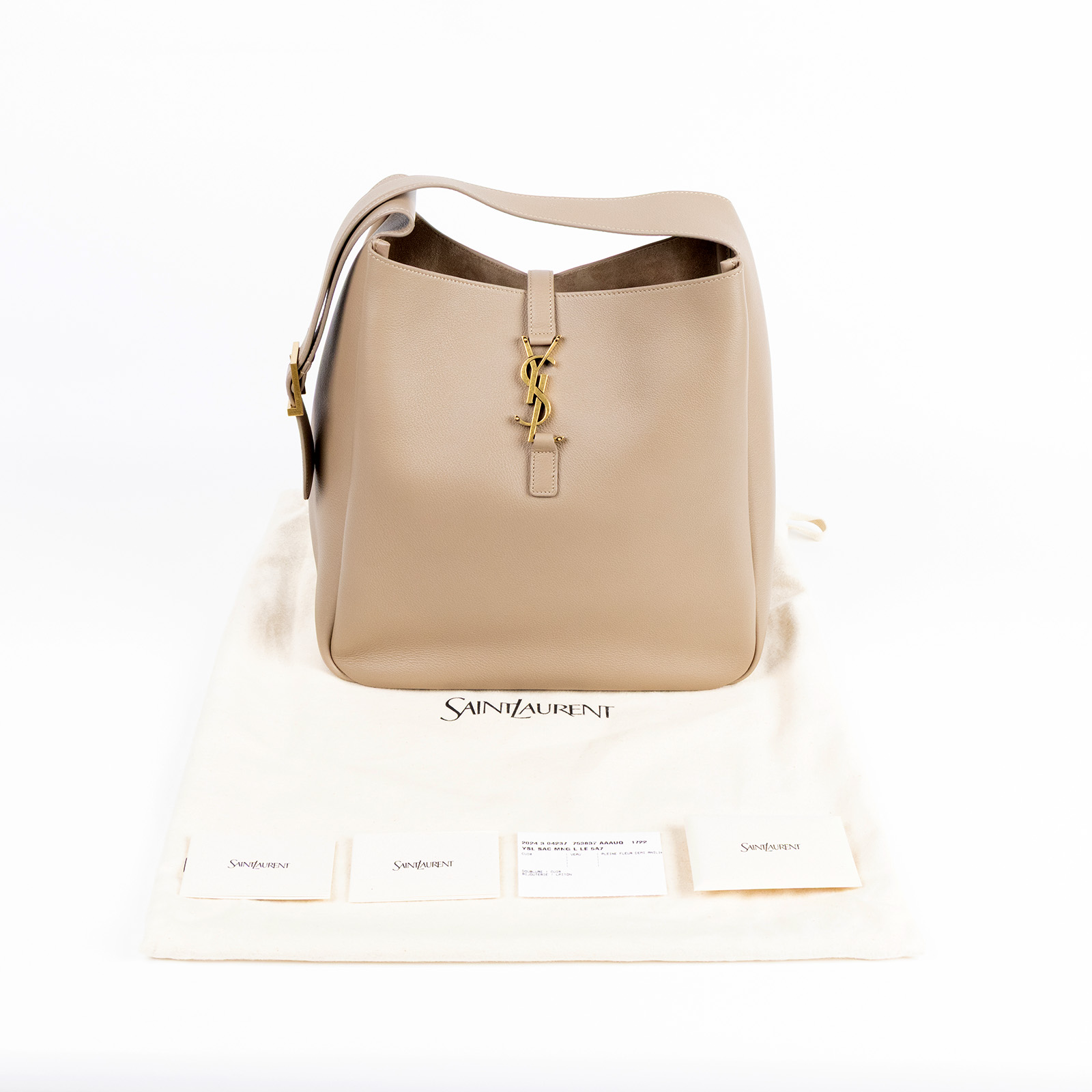 聖羅蘭 YSL SAINT LAURENT LE 5 À 7 滑面皮革 柔軟 大型 手袋 手提 肩背包 753837AAAUQ  防塵袋