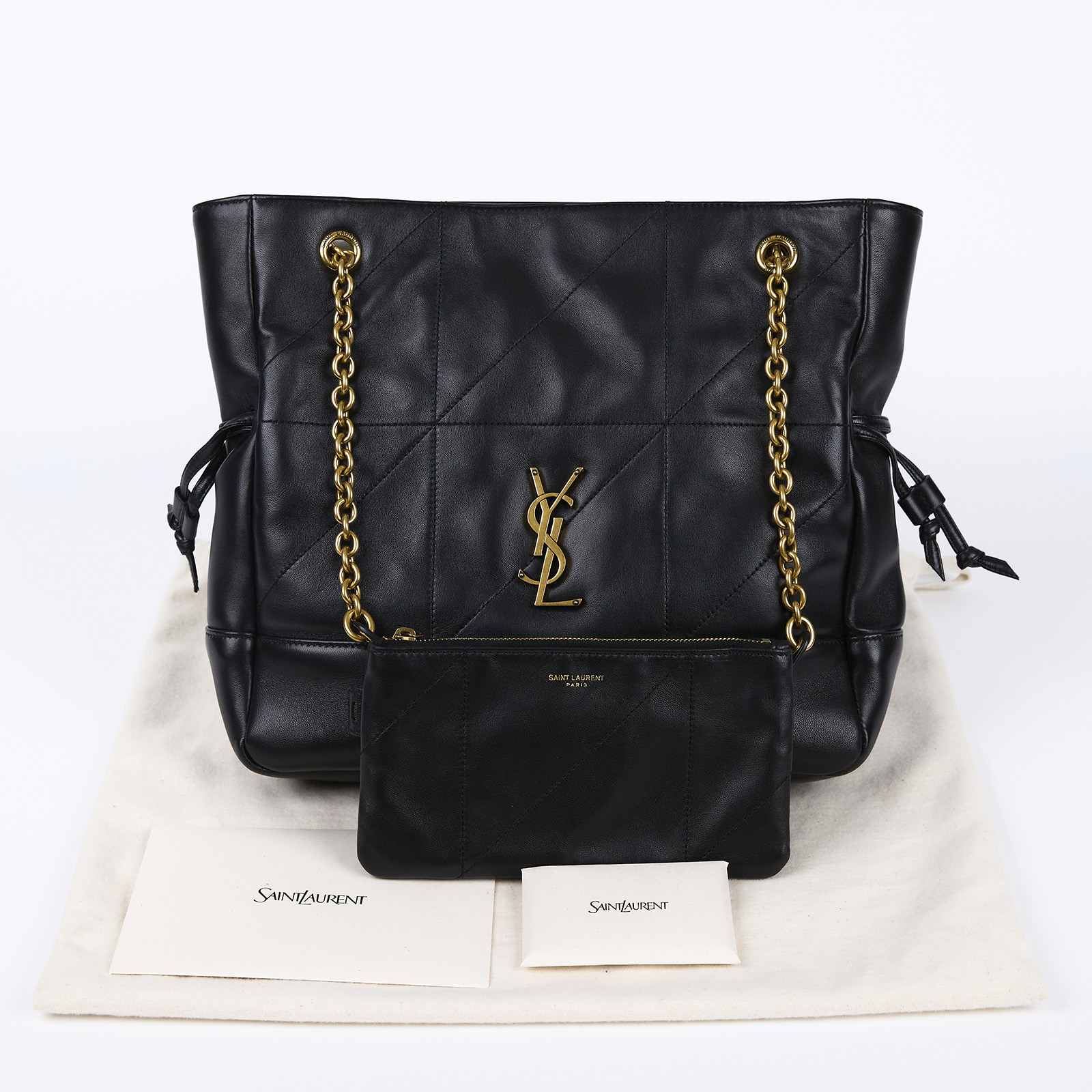 聖羅蘭 YSL SAINT LAURENT Jamie 小羊皮 小型 購物袋 833948AAB32 黑JAMIE小型購物袋 防塵袋/購買證明