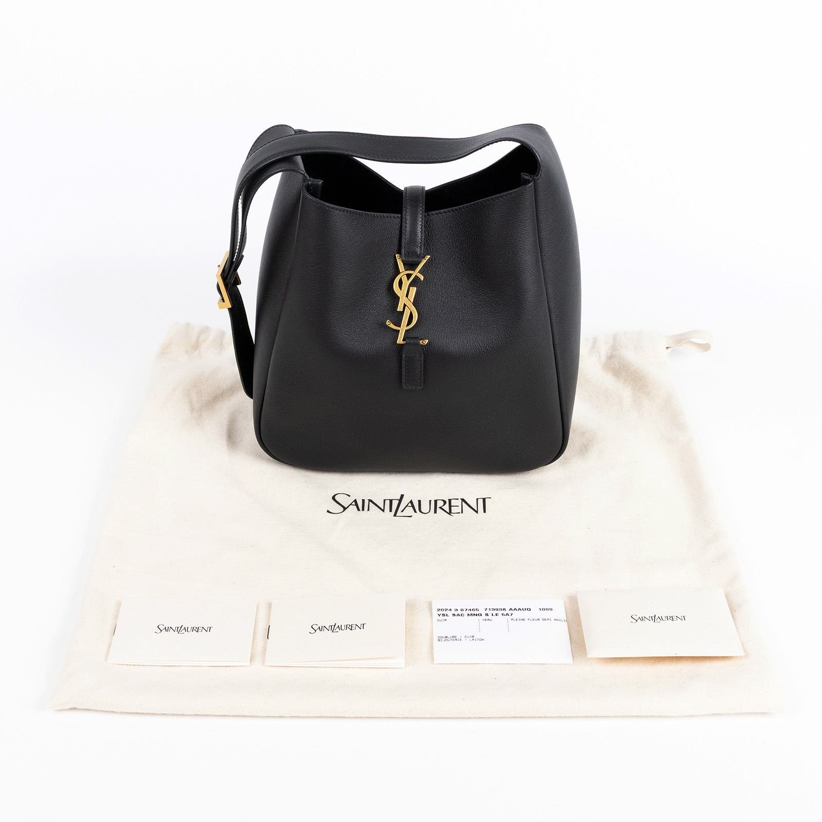 聖羅蘭 YSL SAINT LAURENT LE 5 À 7 小型 粒面皮革 柔軟 手袋 手提包 713938AAAUQ  防塵袋