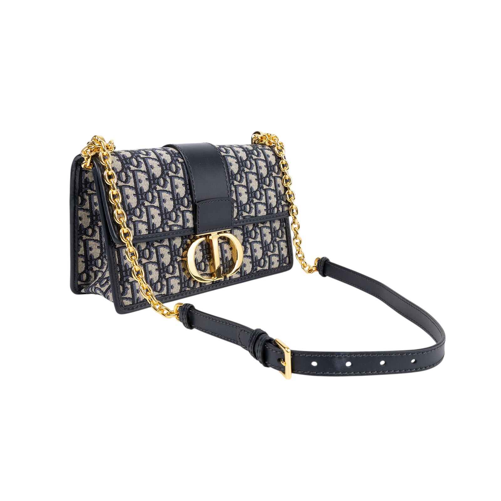迪奧 CHRISTIAN DIOR 30 Montaigne 鏈帶 肩背手提包 藍色 M9208UTZQ 藍緹花蒙田30鍊帶款 防塵袋/保證卡
