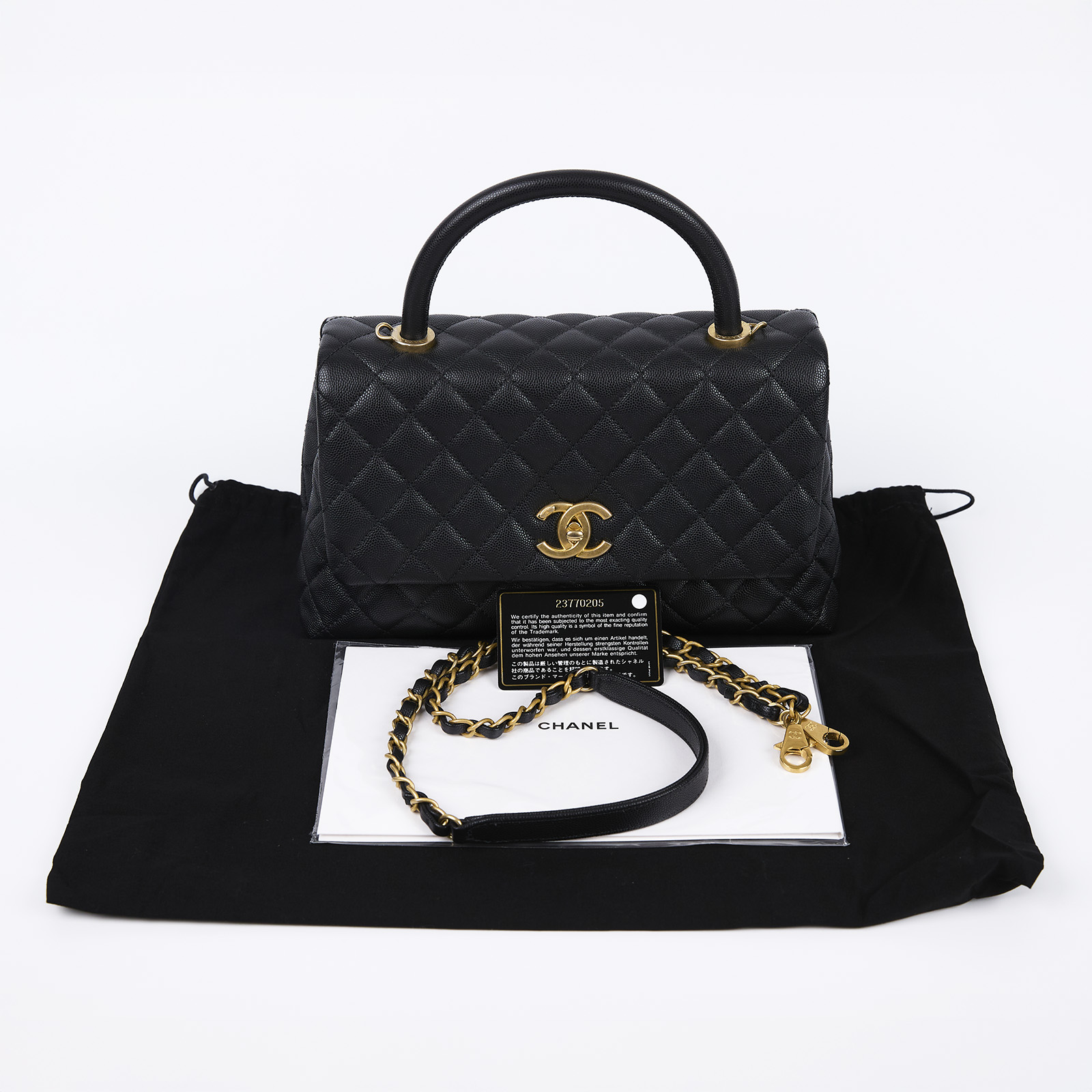香奈兒 CHANEL Handle 28 手提 口蓋包 A02991 23開 黑金荔枝COCO HANDLE28 原廠盒子/防塵袋/保證卡