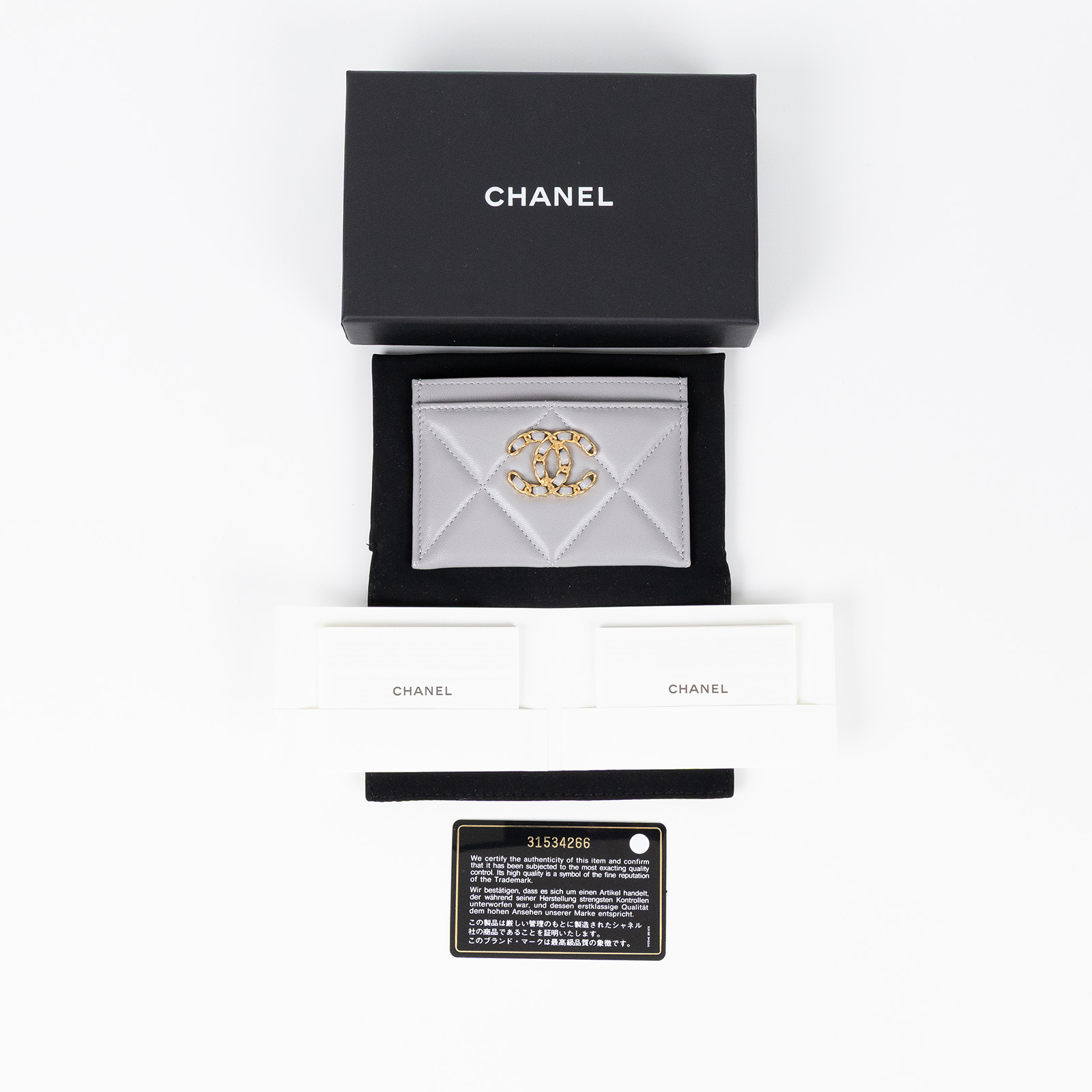 香奈兒 CHANEL 19 菱格紋 錢包 卡夾 AP1167 灰羊19卡夾 原廠盒子/防塵袋/保證卡