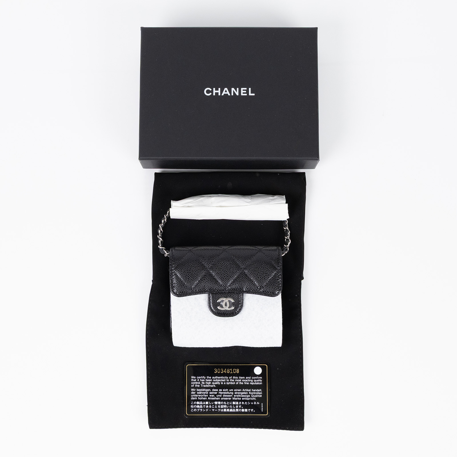 香奈兒 CHANEL 鍊條小包 卡夾 A81082 30開黑荔枝鍊條卡包 原廠盒子/防塵袋/保證卡